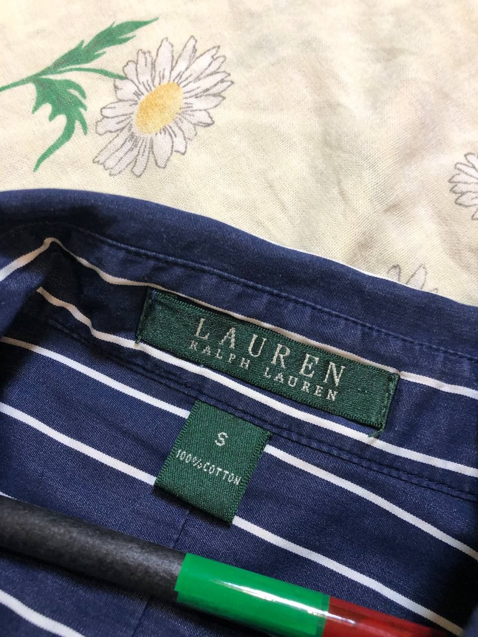 Polo Ralph Lauren Ralph Lauren Navy Striped Button Down Ruffle Shirt Size S / US 4 / IT 40 - 2 Thumbnail