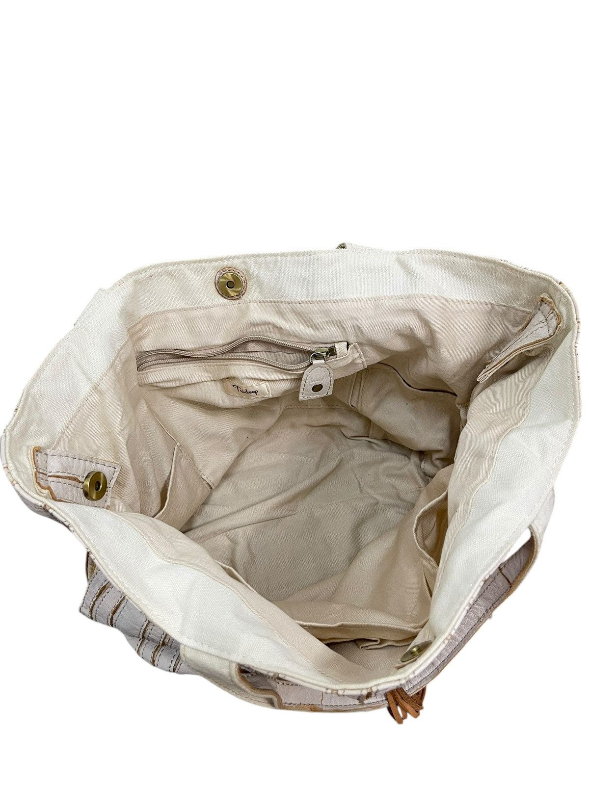 Genuine Leather Leather Patchwork Striped Trideep Tote Shoulder Bag 1🟩5 Size ONE SIZE - 20 Thumbnail