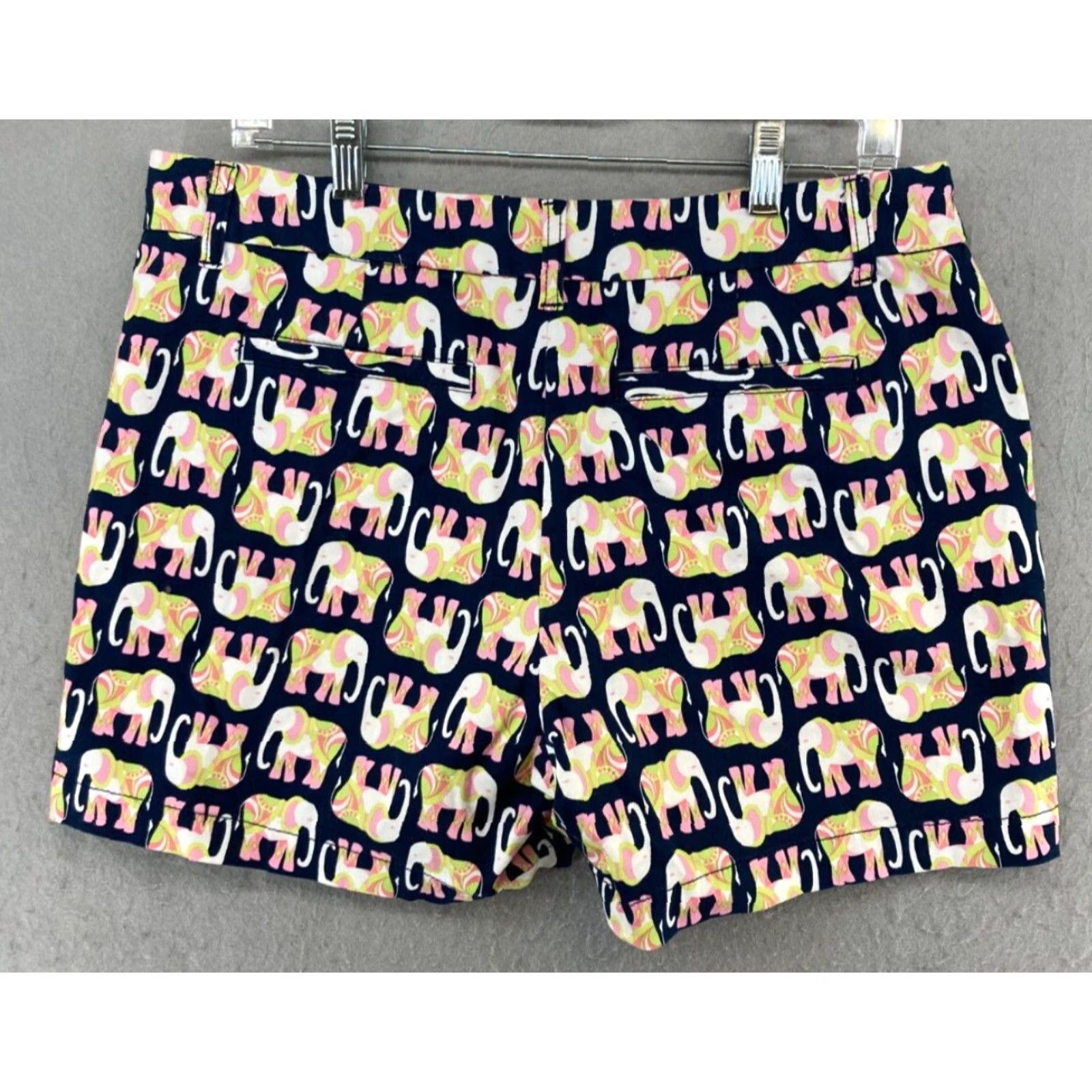 Vintage Crown & Ivy Women's Chino Shorts 10 Blue Geometric Pockets Casual Size 32" / US 10 / IT 46 - 7 Thumbnail