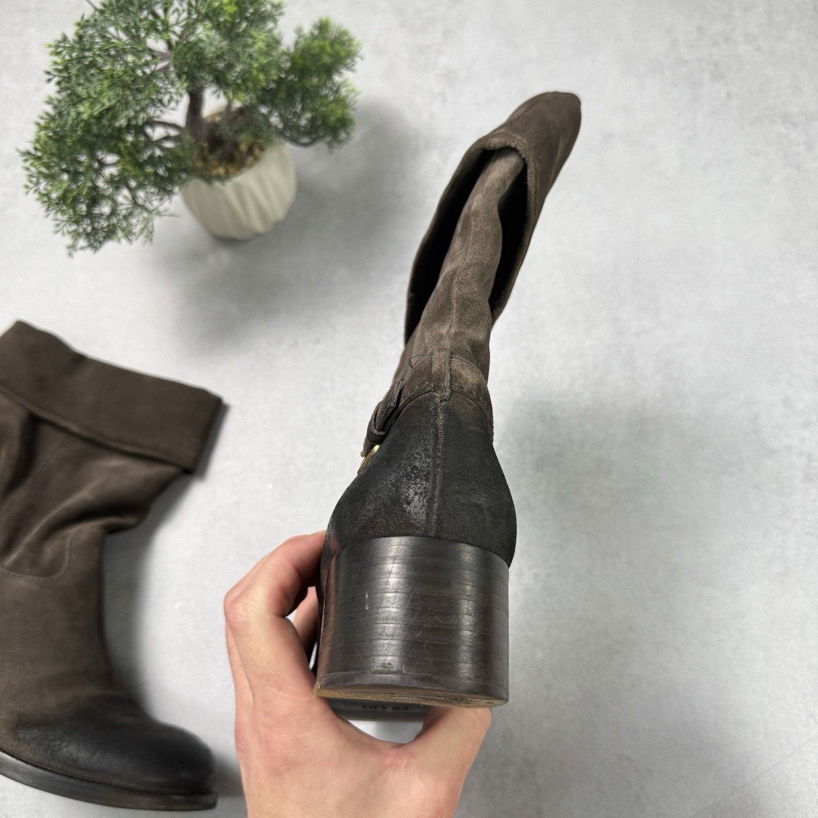 Prada Prada Women Suede High Boot Size EU 40 Us 10 Grey Size US 10 / IT 40 - 21 Thumbnail