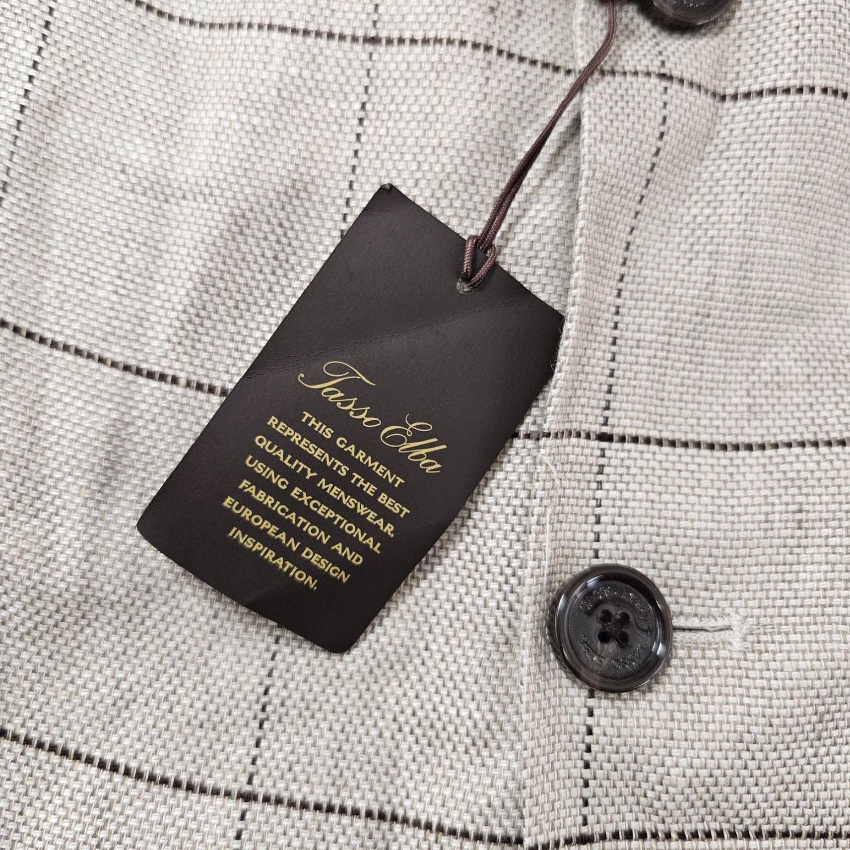 Tasso Elba Tasso Elba Blazer Mens Large Taupe Combo 100% Linen Windowpane Sport Coat Jacket Size 42R - 4 Thumbnail