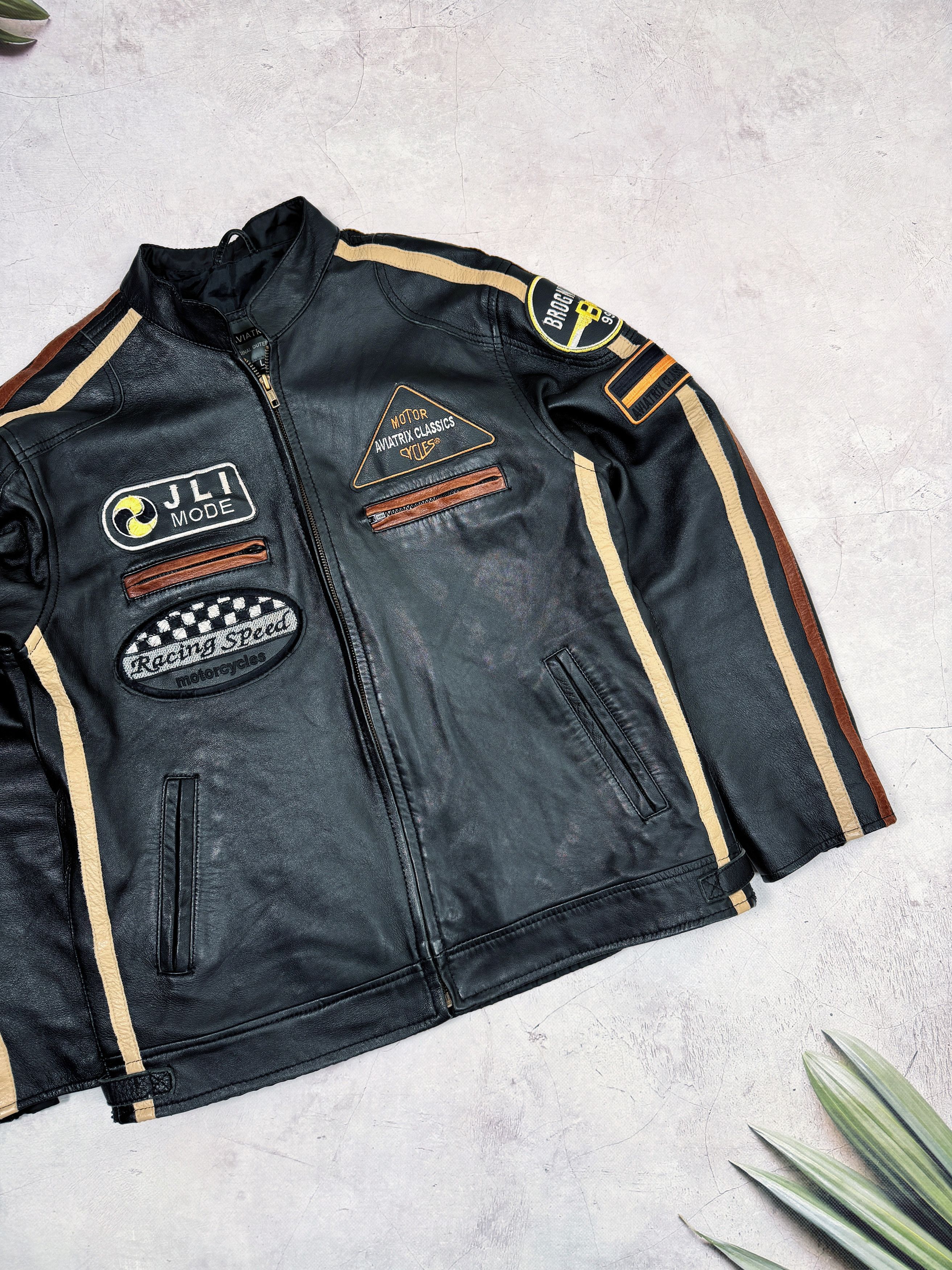 Other Vintage Racing Speed Leather Motorcycle Jacket Brogniez Size US M / EU 48-50 / 2 - 4 Thumbnail