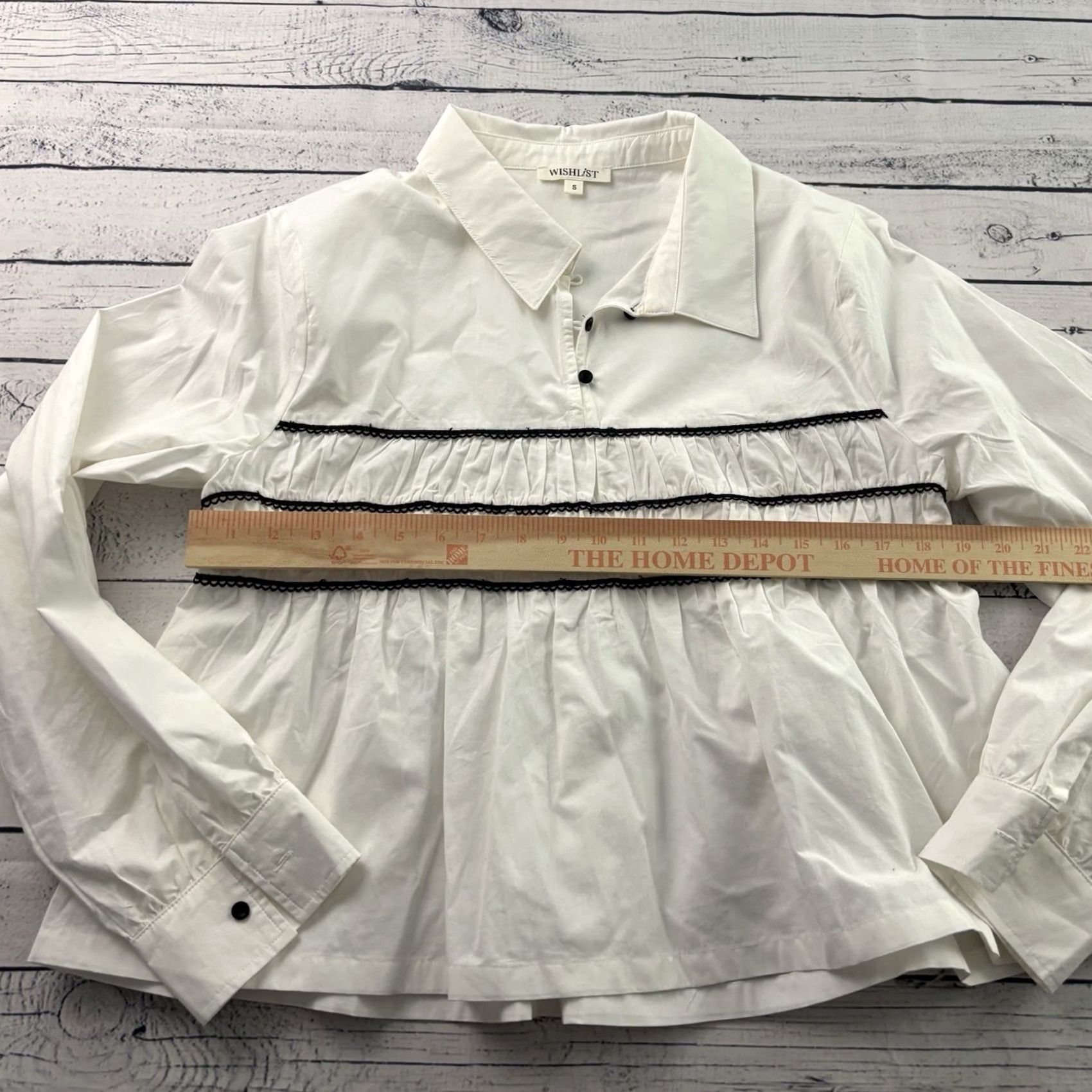 Vintage WishList Blouse Shirt Women's Small White Black Long Sleeve Button Front Top Womens XS (adjusted: but must keep original words only) Size S / US 4 / IT 40 - 4 Thumbnail