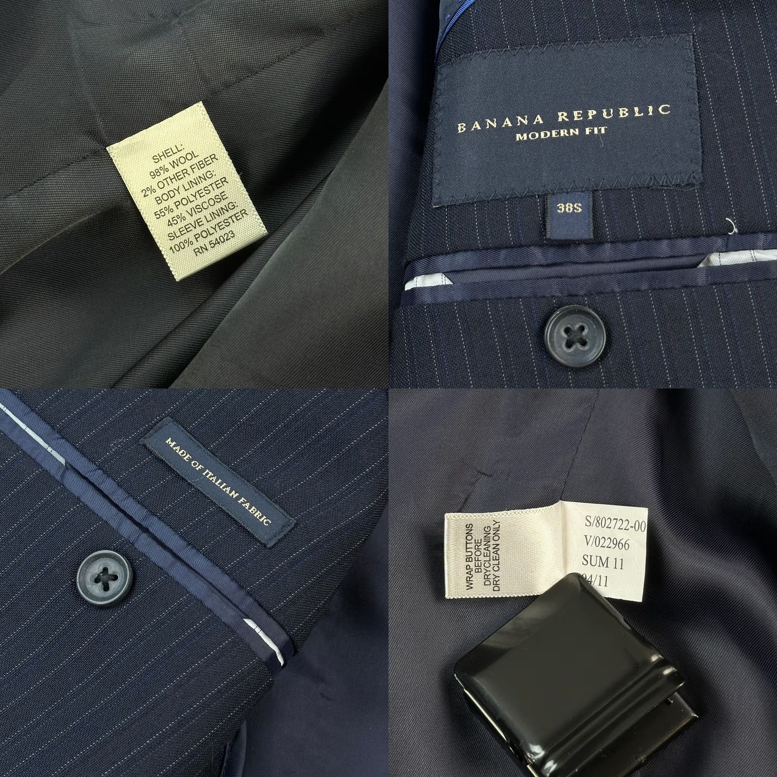 Banana Republic Banana Republic Blazer Mens 38S Navy Pinstripe Wool Modern Fit Sport Jacket Shirt Size 38R - 8 Thumbnail