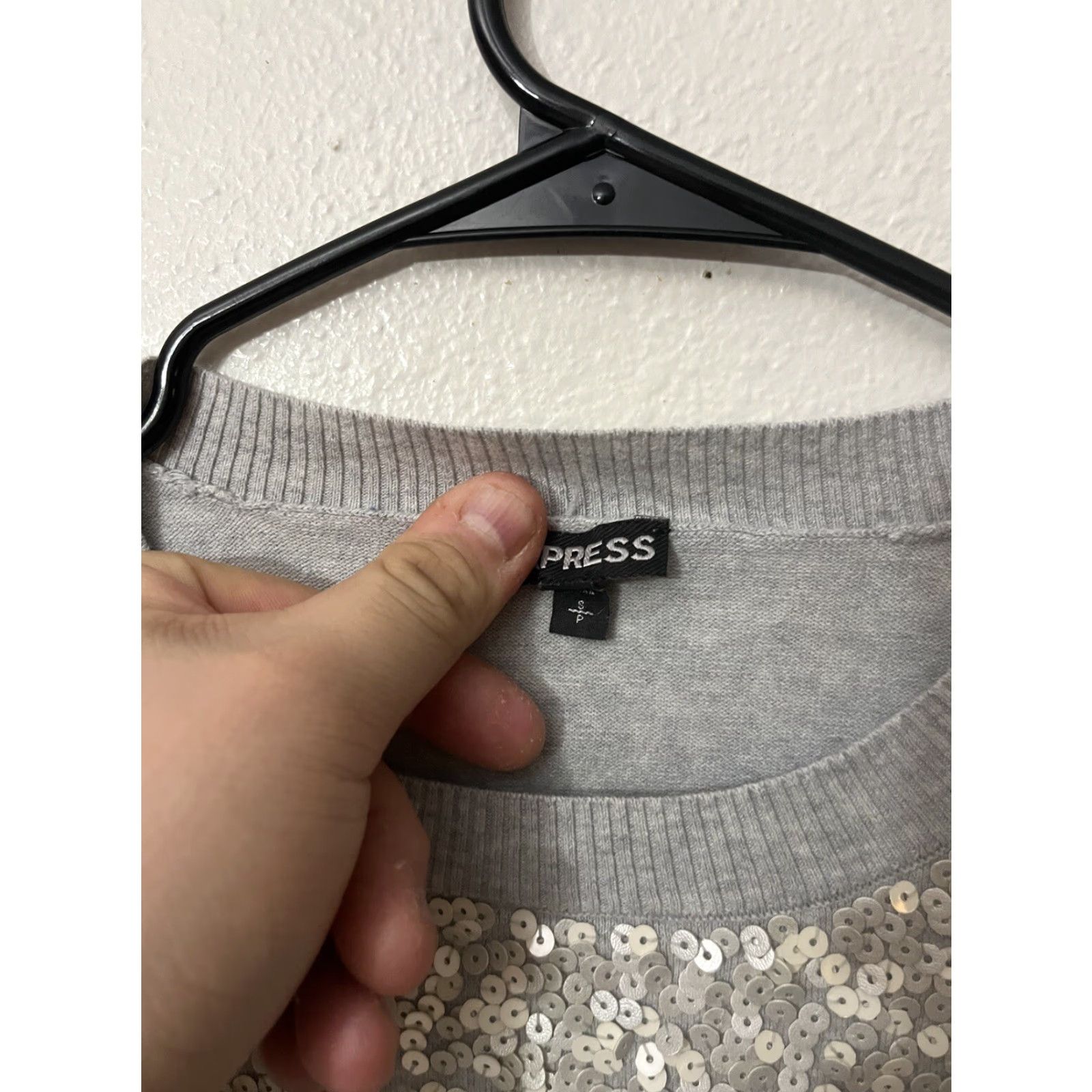 Express Express Womens Sequin Lightweight Pullover Sweater Gray S Size S / US 4 / IT 40 - 3 Thumbnail