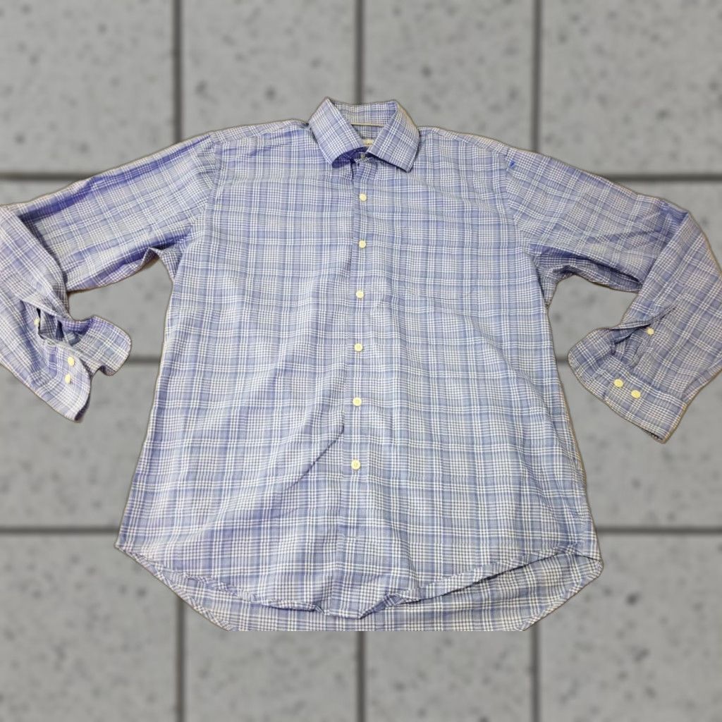 Peter Millar VINTAGE? (No) Mens Peter Millar Dress Shirt L Large Blue Button Cotton Size 42R - 1 Thumbnail