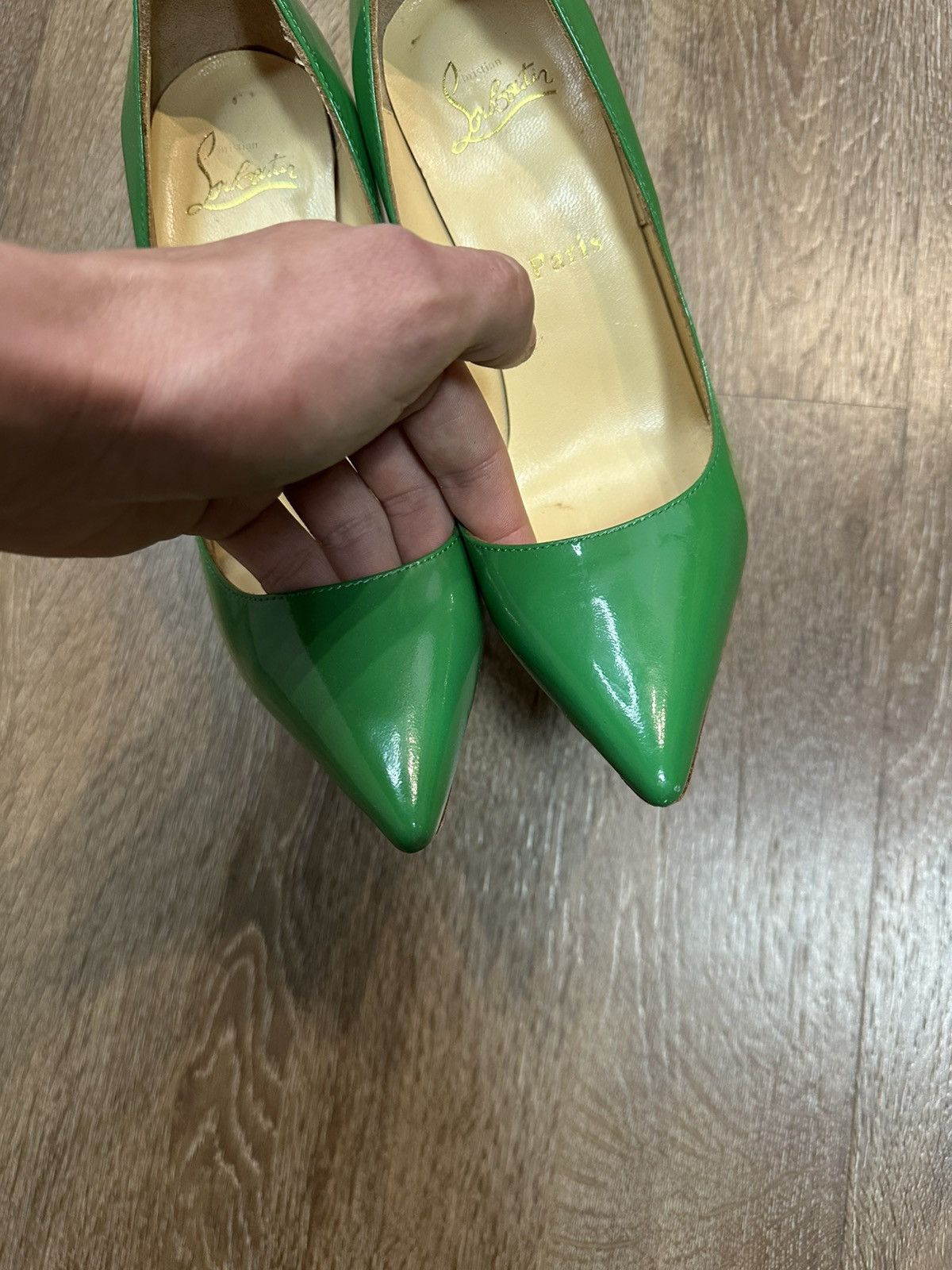 Christian Louboutin Christian Louboutin Green Patent Leather Kate Pumps Size US 6 / IT 36 - 6 Thumbnail
