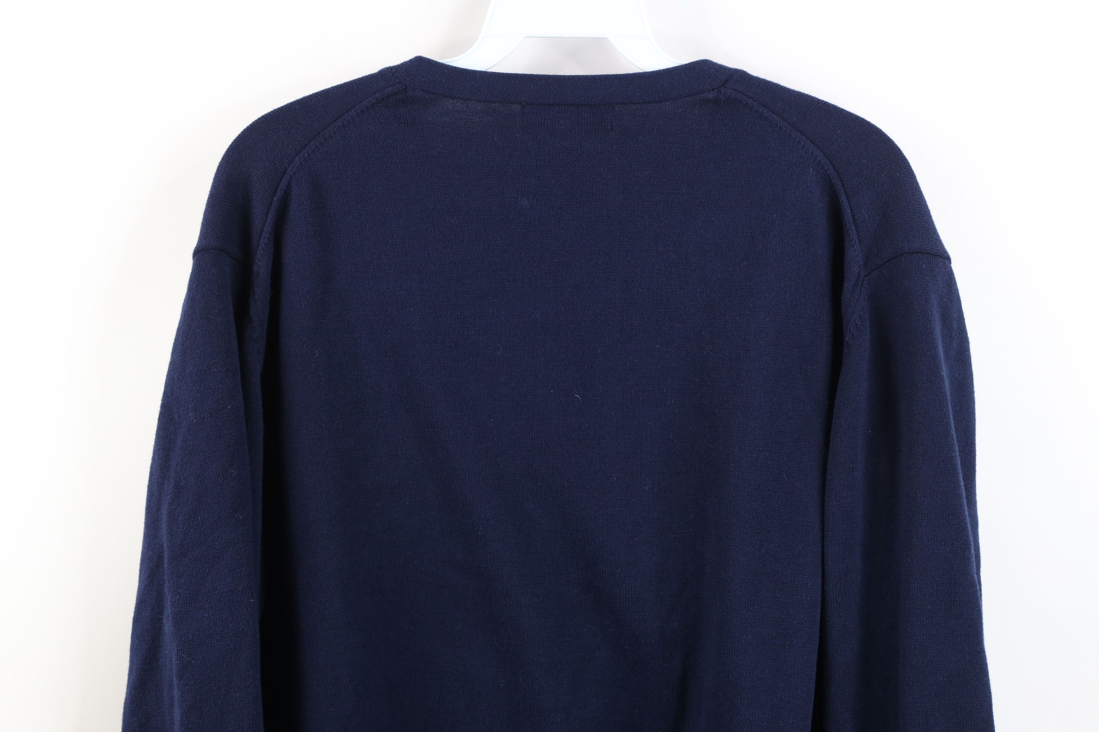 Lands' End Vintage 90s Lands End Cotton Ribbed Knit V-Neck Sweater Navy Size US L / EU 52-54 / 3 - 10 Thumbnail