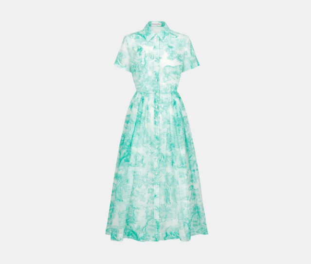 Dior o1w1db10925 441R81 Mid-Length Shirtdress in White/Aquamarina Size XL / US 12-14 / IT 48-50 - 1 Thumbnail