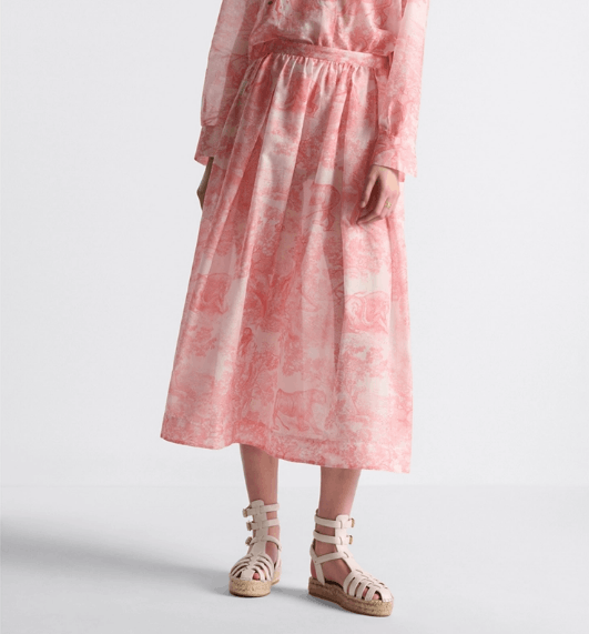 Dior o1w1db10925 441J90 Midi Skirt in White/Candy Pink Size 25" / US 0 / IT 36 - 6 Thumbnail