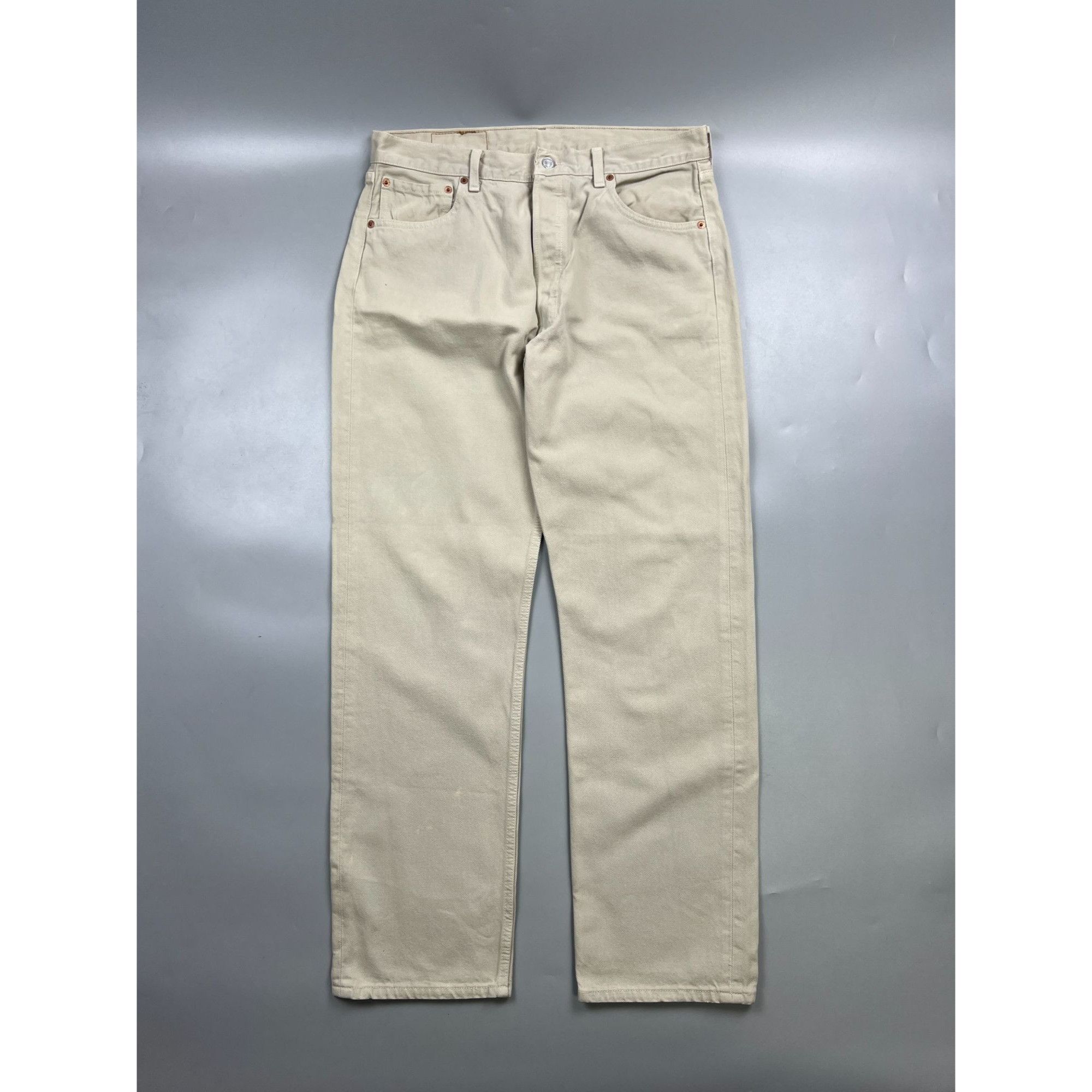 Levi's Levi’s 501 Made In USA Beige Denim Jeans Pants (Y0894) Size US 36 / EU 52 - 1 Thumbnail
