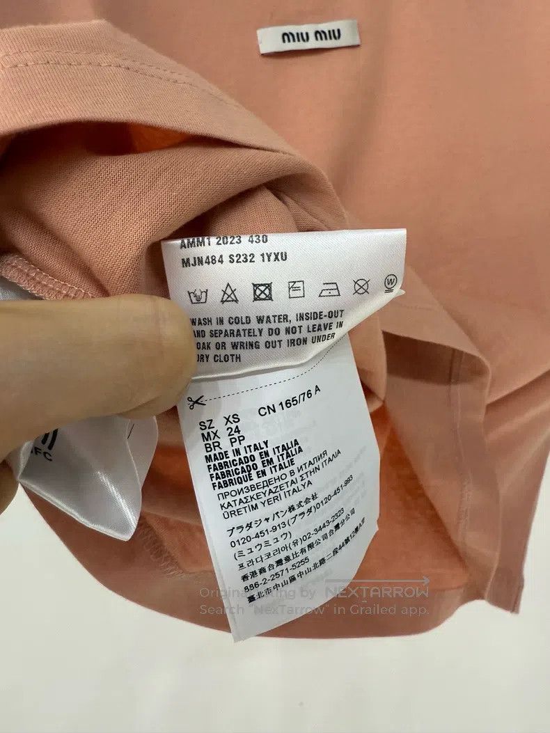 Miu Miu Miu Miu Size XS Orange and pink letter T-shirt Size XS / US 0-2 / IT 36-38 - 4 Thumbnail