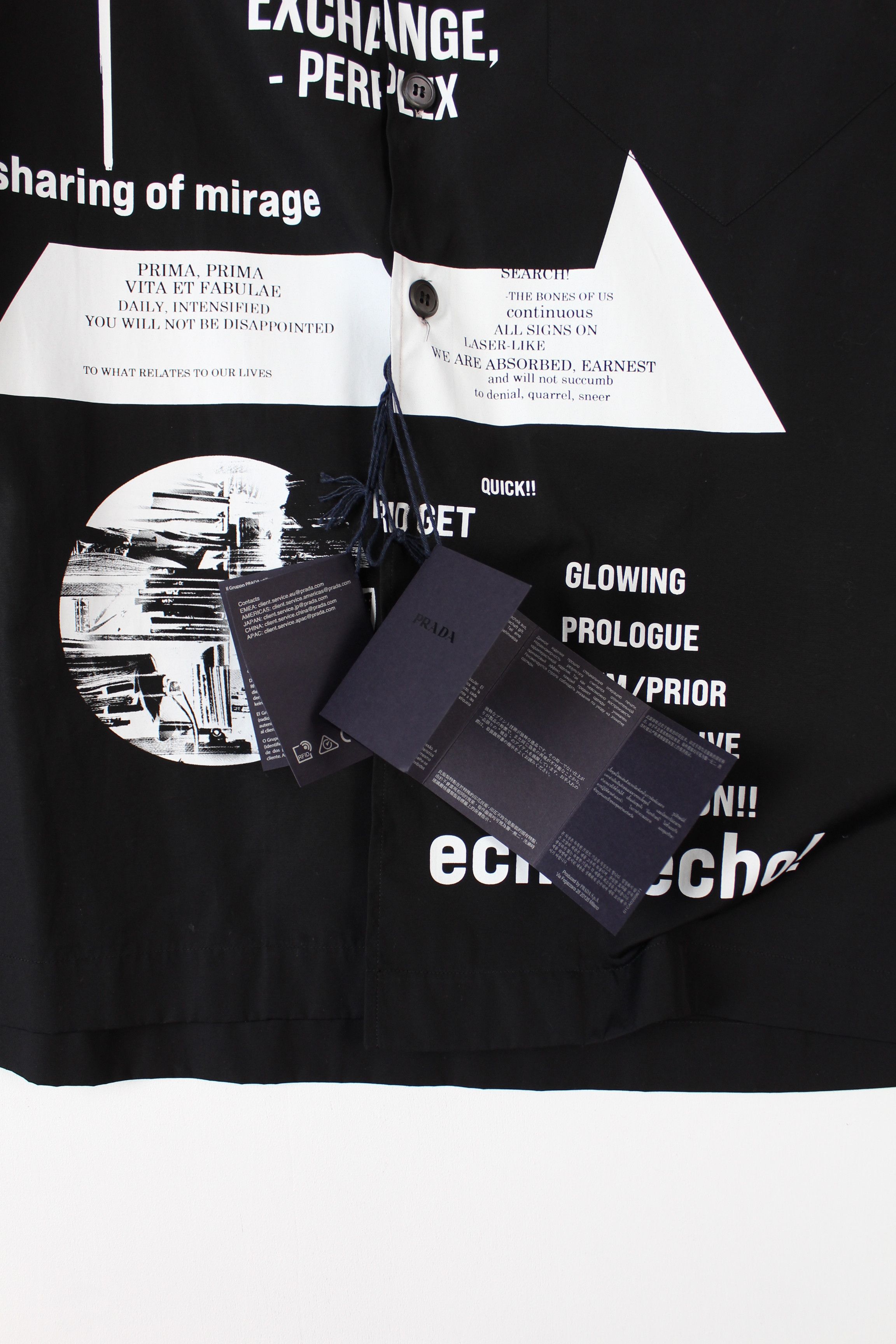 Prada Prada Signaux Black Graphic Print Bowling Shirt Size US L / EU 52-54 / 3 - 5 Thumbnail