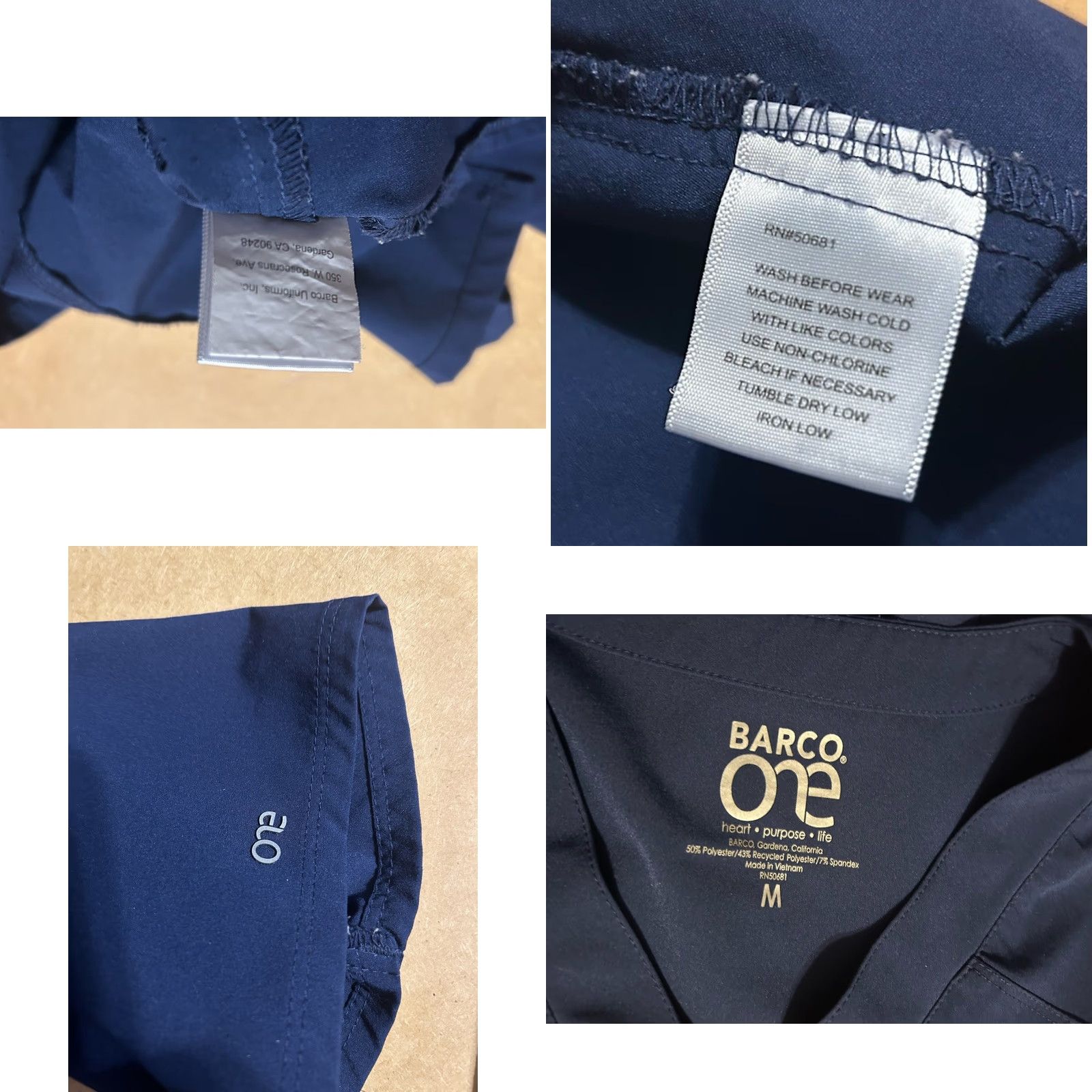 Vintage Barco One Scrub Top Women Medium Navy Blue Short Sleeve V Neck Pockets Nurse Med Size M / US 6-8 / IT 42-44 - 9 Thumbnail