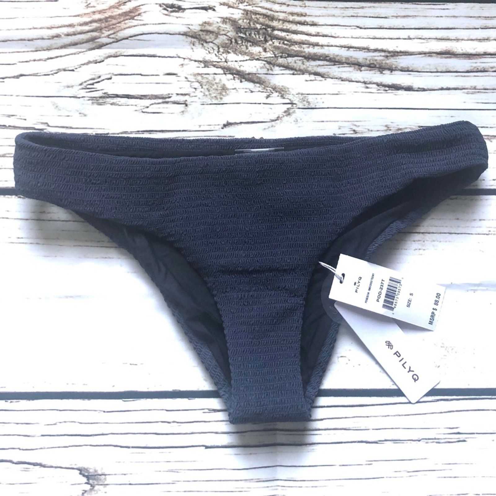 Other Navy Blue Poseidon Smocked Terry Swim Bikini Bottom PilyQ Size S / US 4 / IT 40 - 3 Thumbnail