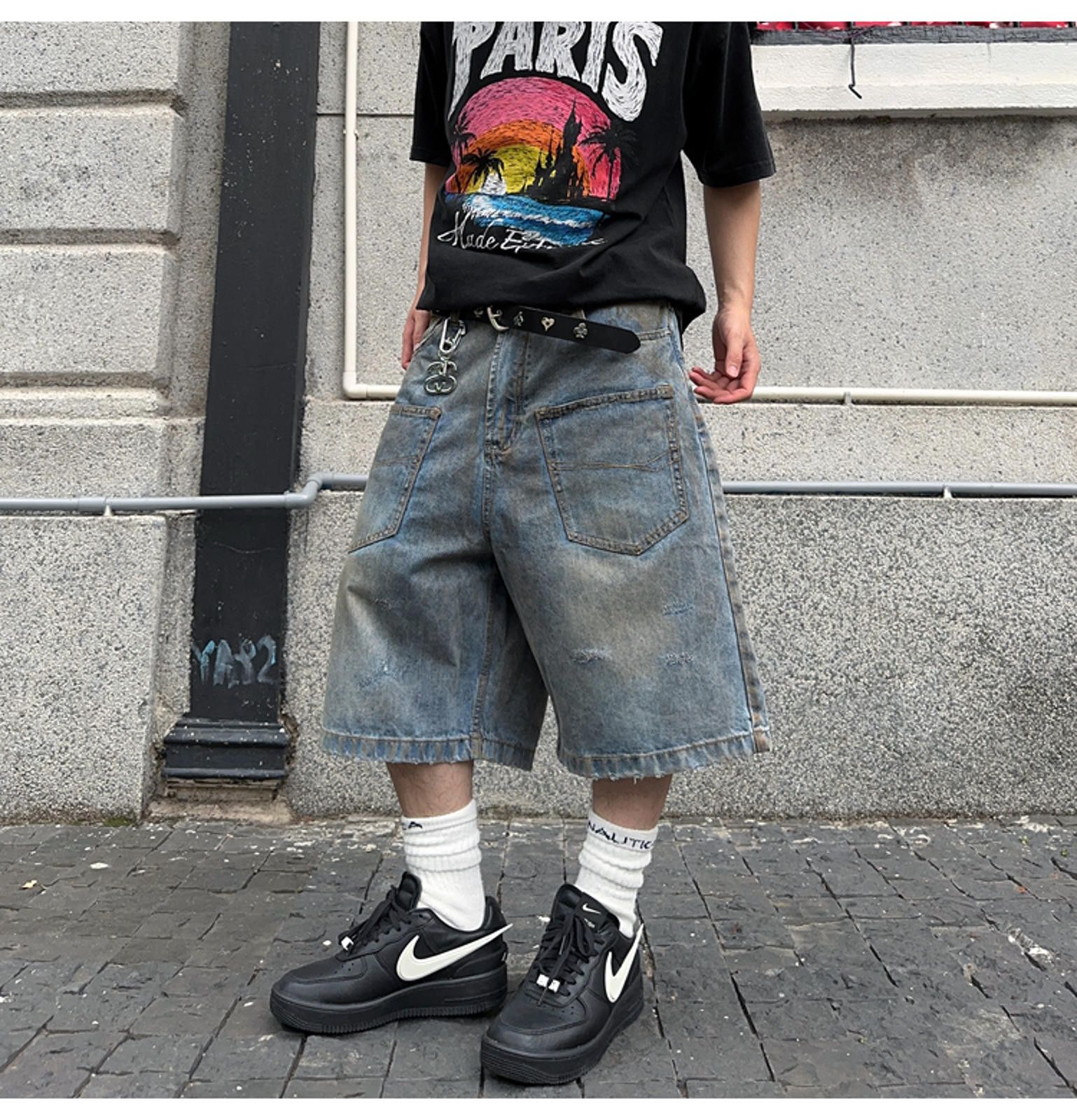 Reversed Denim Cargo Shorts