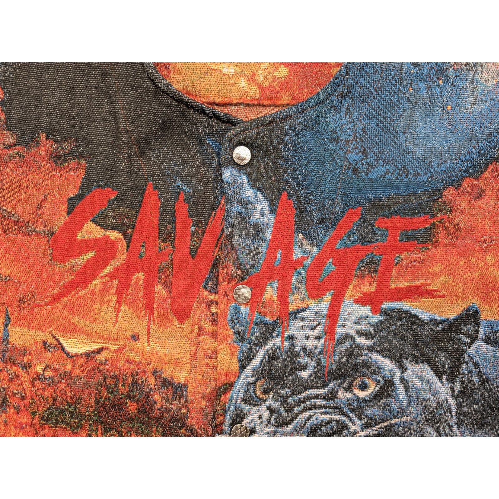 Alife Majestik Shirt Mens Large Savage Panther Jungle Life Baseball Button Graphic Fire Size US L / EU 52-54 / 3 - 7 Thumbnail