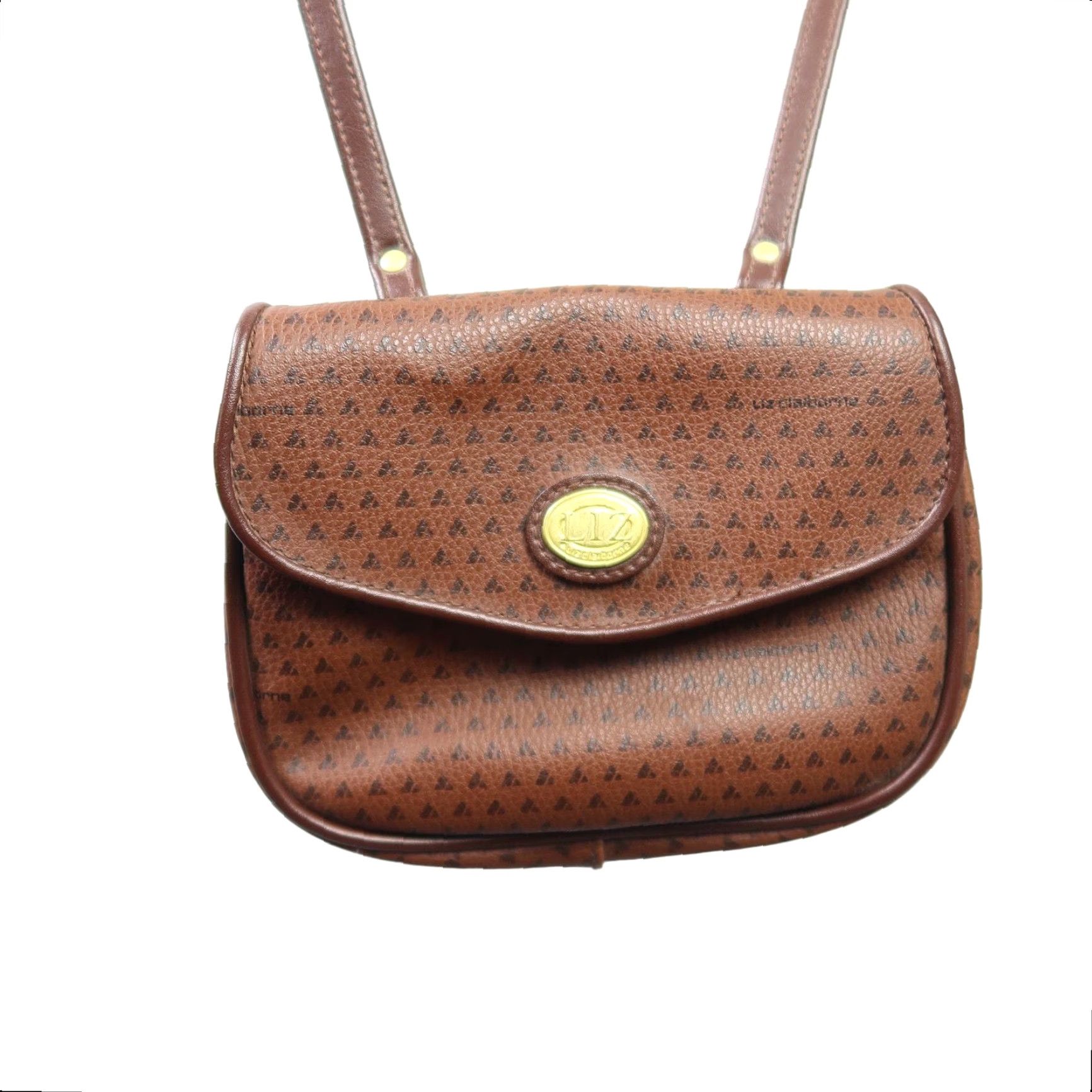 Liz Claiborne VINTAGE Liz Claiborne Crossbody Bag Womens Mini Brown Faux Leather Printed 90s 7" L 6" H 2.5" W Casual Size ONE SIZE - 3 Thumbnail