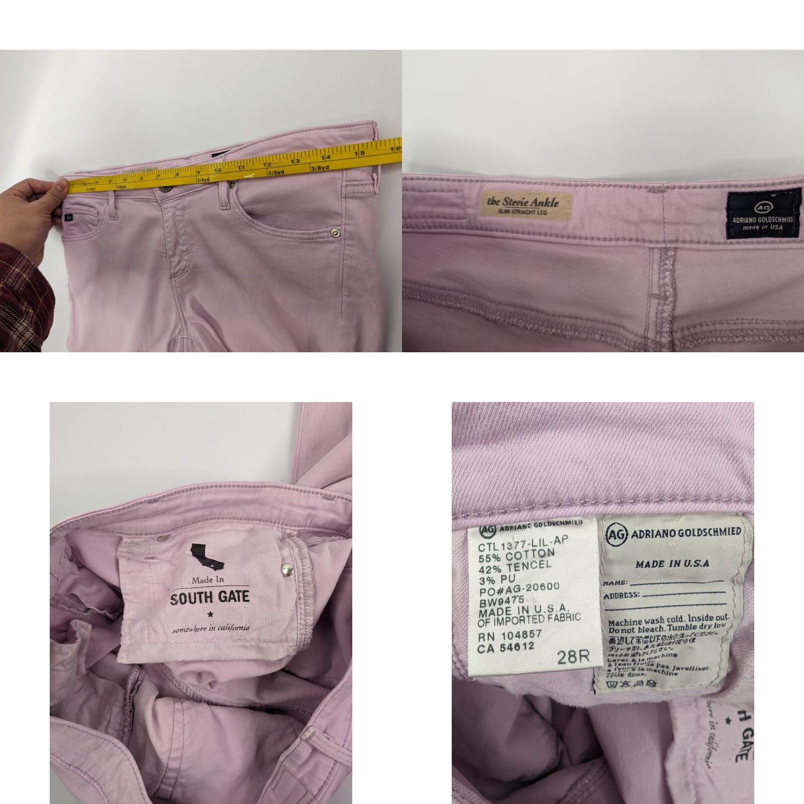 Denime VINTAGE AG Adriano Goldschmied Stevie Pink Denim Jeans Slim Straight 28R Womens Size ONE SIZE - 8 Thumbnail