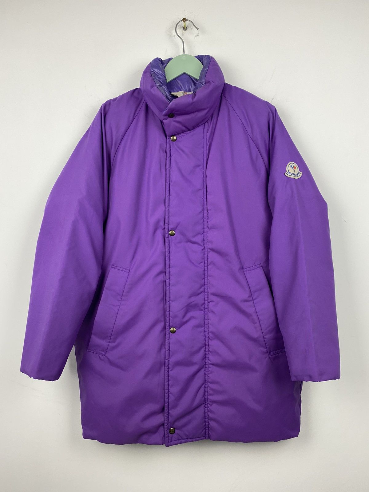 image of Vintage 80's Moncler Grenoble Winter Puffer Down Parka Jacket in Purple, Men's (Size Medium)