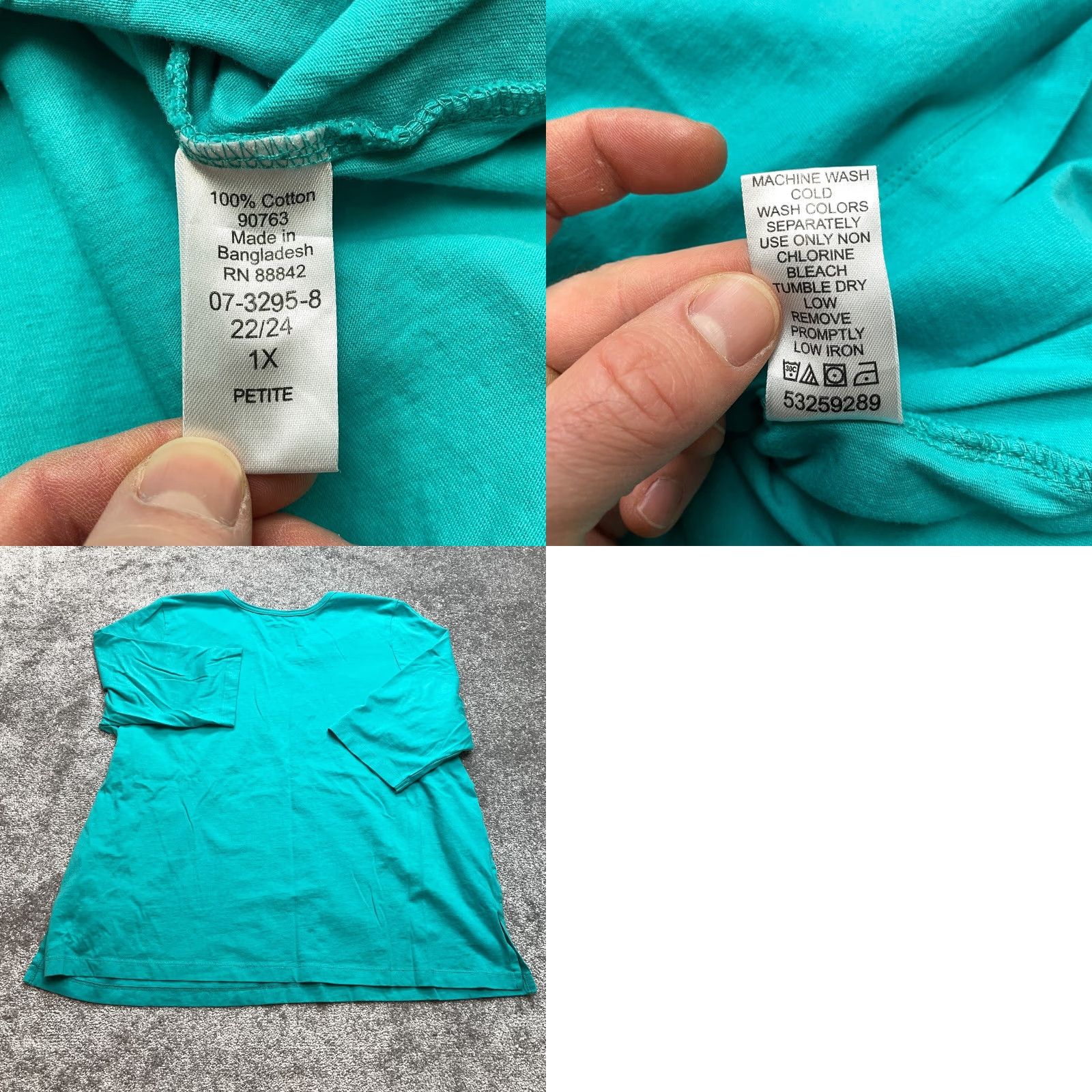 Vintage Woman Within Shirt Womens Plus Size 1X 22/24 Petite Blue Long Sleeve V Neck Top Size XL / US 12-14 / IT 48-50 - 8 Thumbnail