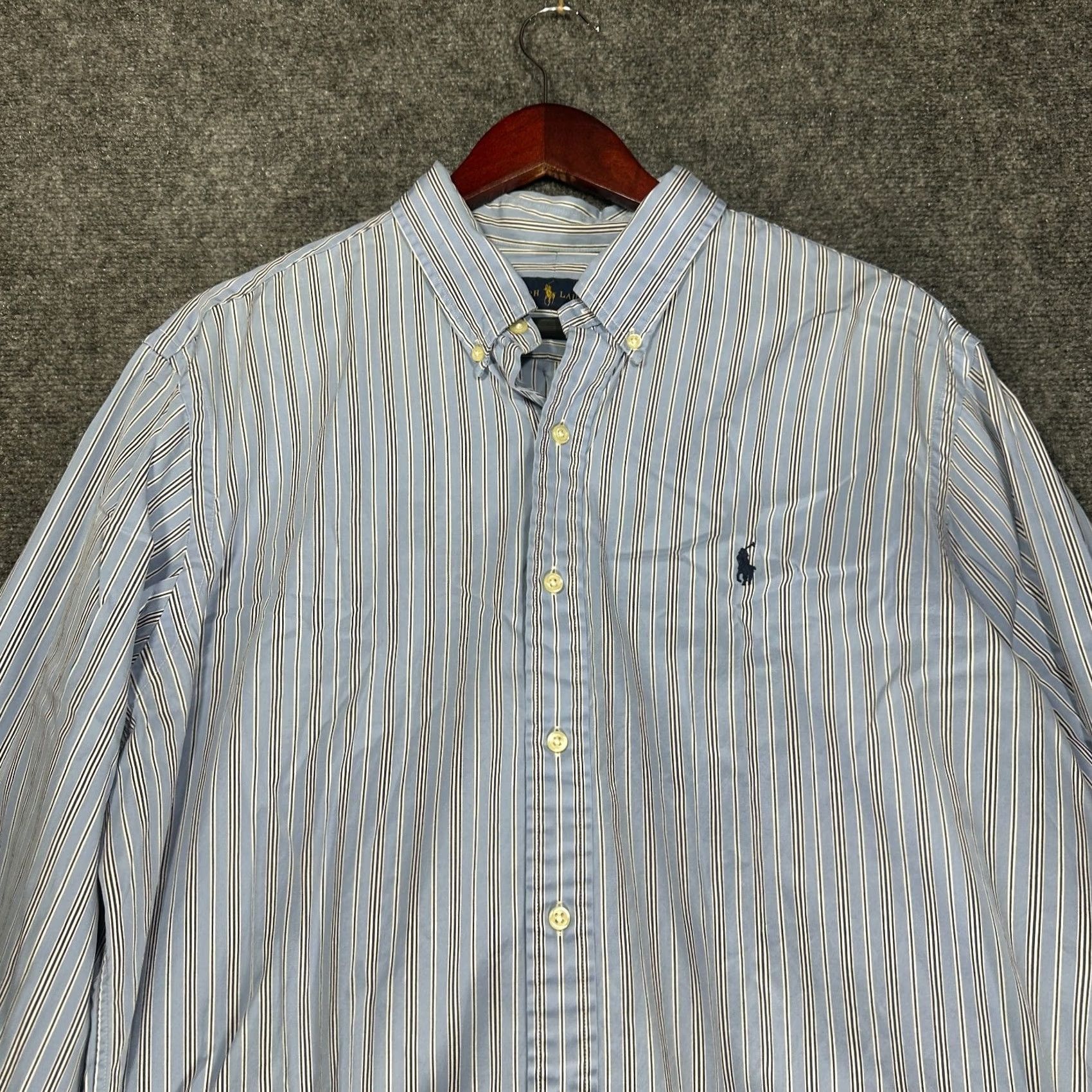 Ralph Lauren Ralph Lauren Shirt Mens XL Blue White Striped Cotton Button-Down Long Sleeve with Logo Size US XL / EU 56 / 4 - 4 Thumbnail