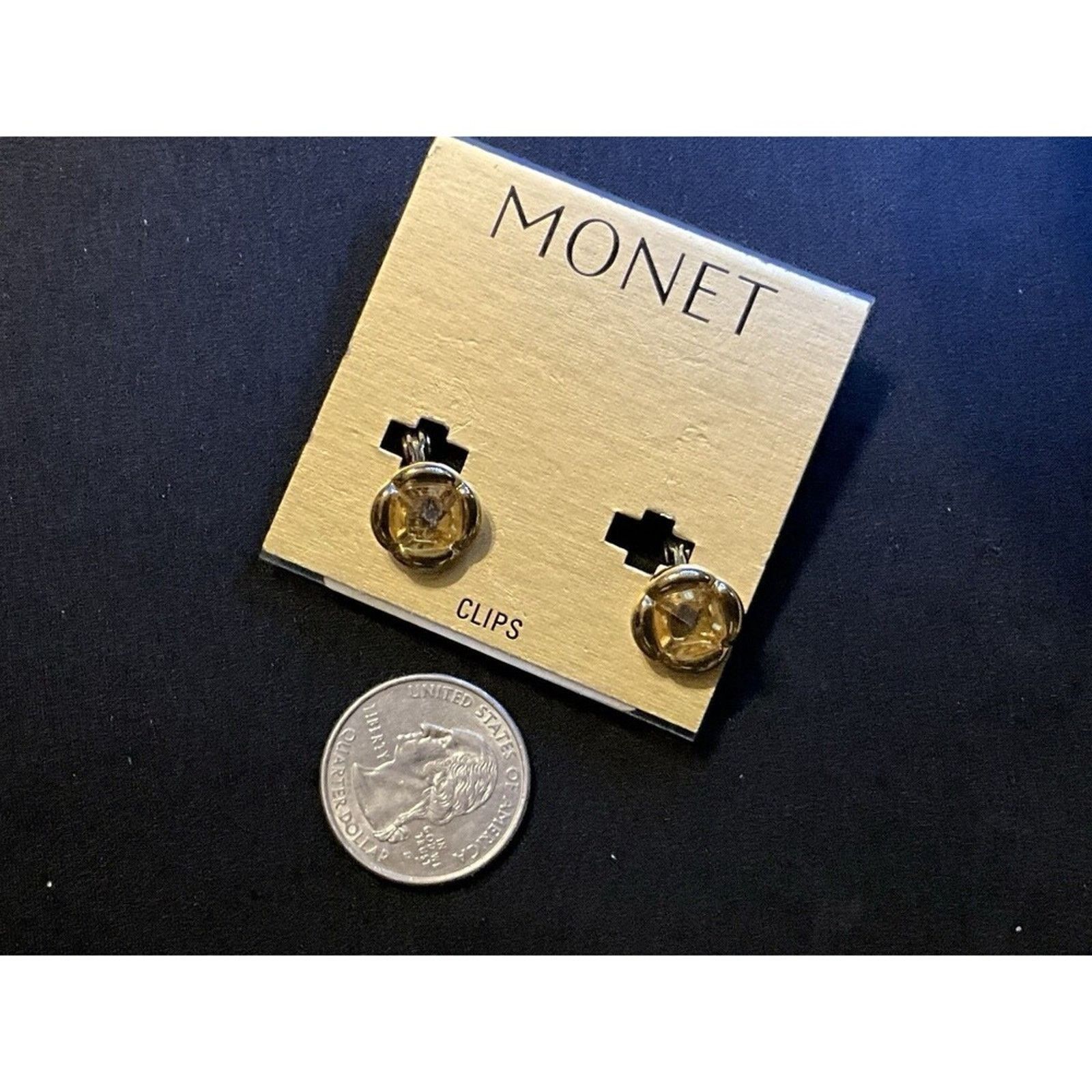 Monet Monet Yellow Faceted Floral Stone Clip On Earrings Size ONE SIZE - 5 Thumbnail