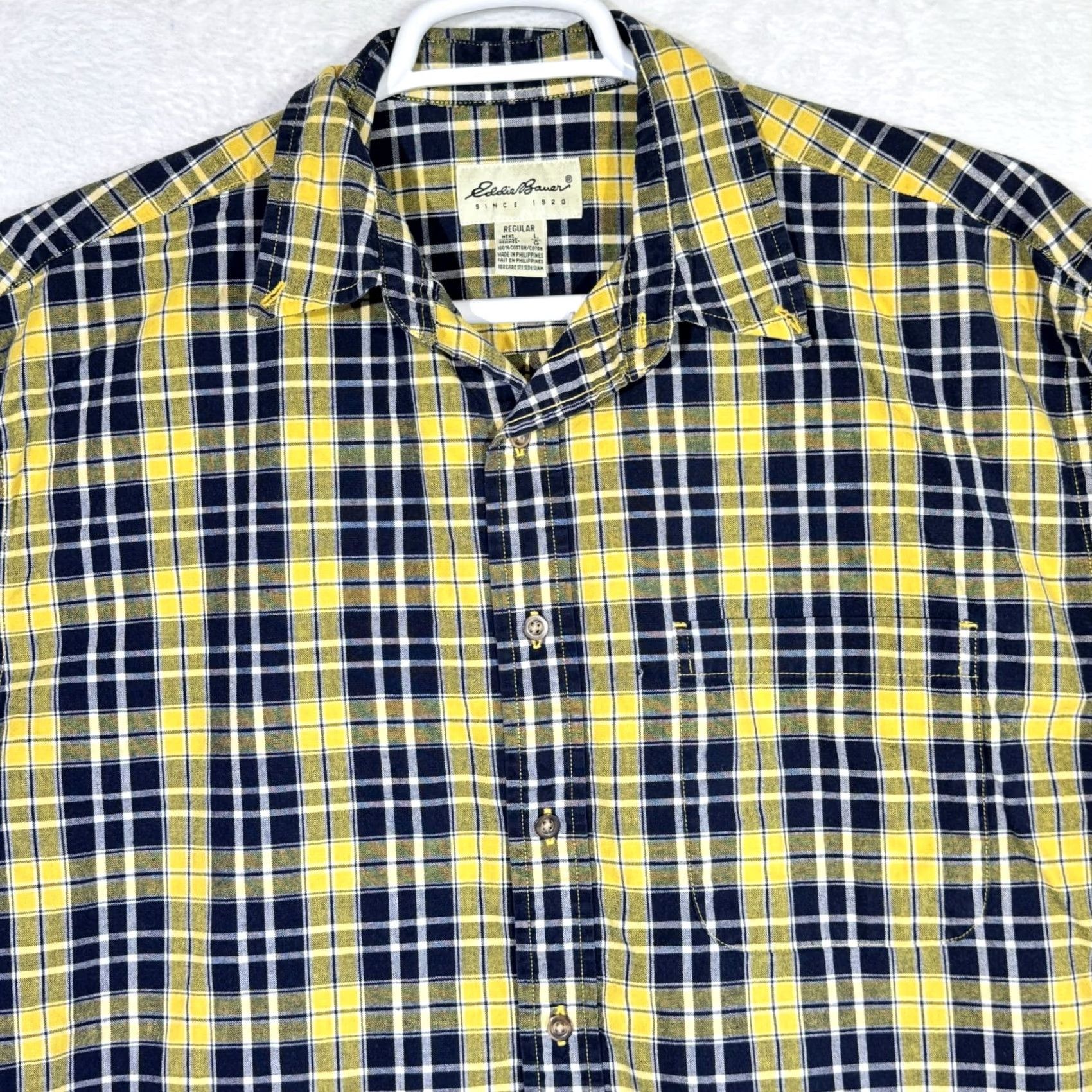 Eddie Bauer Eddie Bauer Shirt Black Yellow Plaid 100% Cotton Button-Down L Mens Sportsman Size US L / EU 52-54 / 3 - 3 Thumbnail