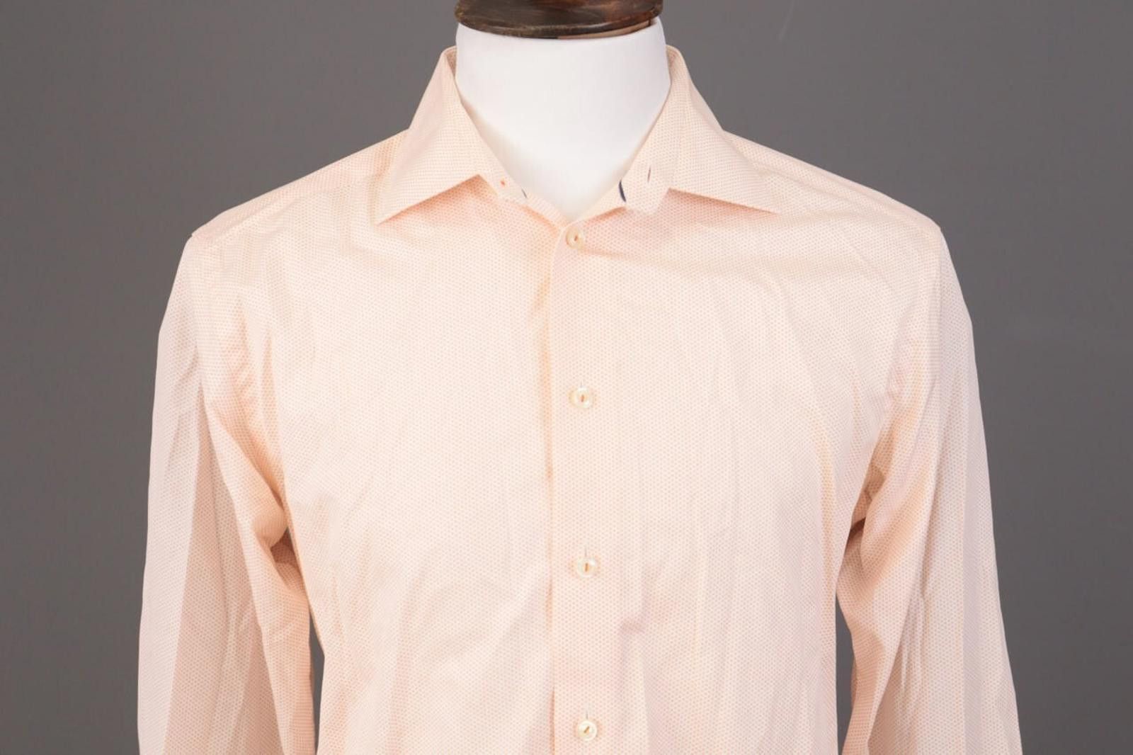 Eton Eton Slim Peach Poplin Printed Shirt Size 41 / 16 Size US M / EU 48-50 / 2 - 2 Thumbnail