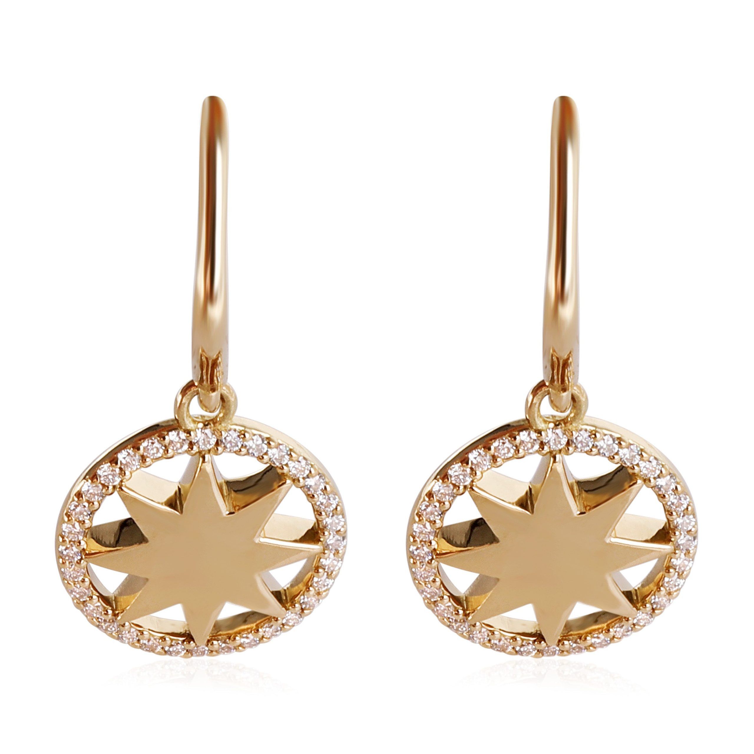 image of Tiffany Co Tiffany & Co. Paloma Picasso Star Drop Diamond Earring In 18Kt Gold 0.12 Ctw in Yellow, 