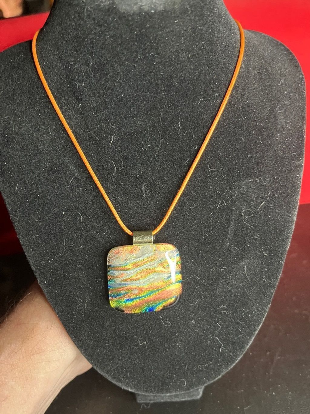 Other Handmade Dichroic Glass Pendant Necklace Iridescent Rainbow Size ONE SIZE - 4 Thumbnail
