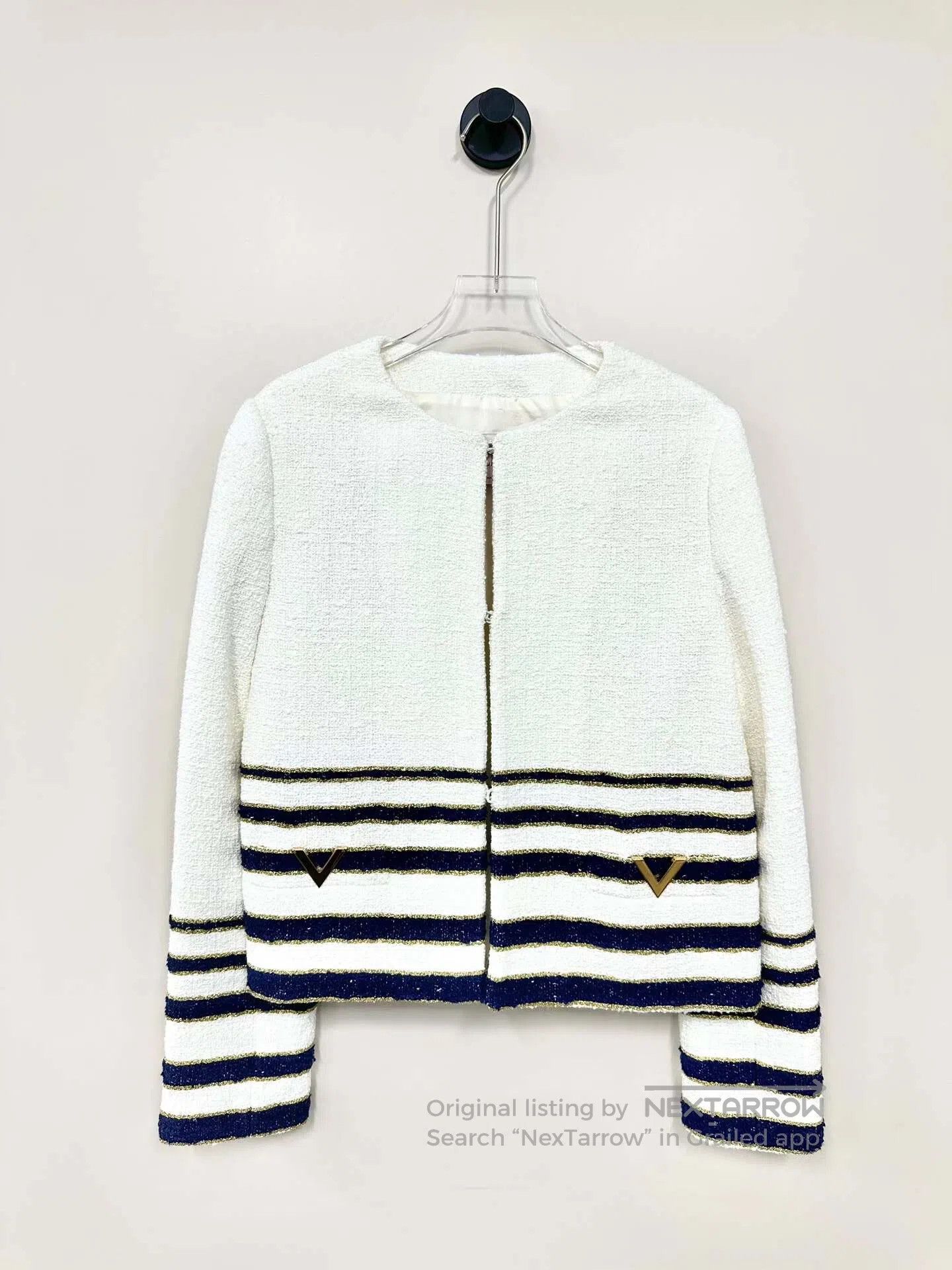 Valentino Valentino White Striped Chic Jacket| Size S / US 4 / IT 40 - 1 Thumbnail