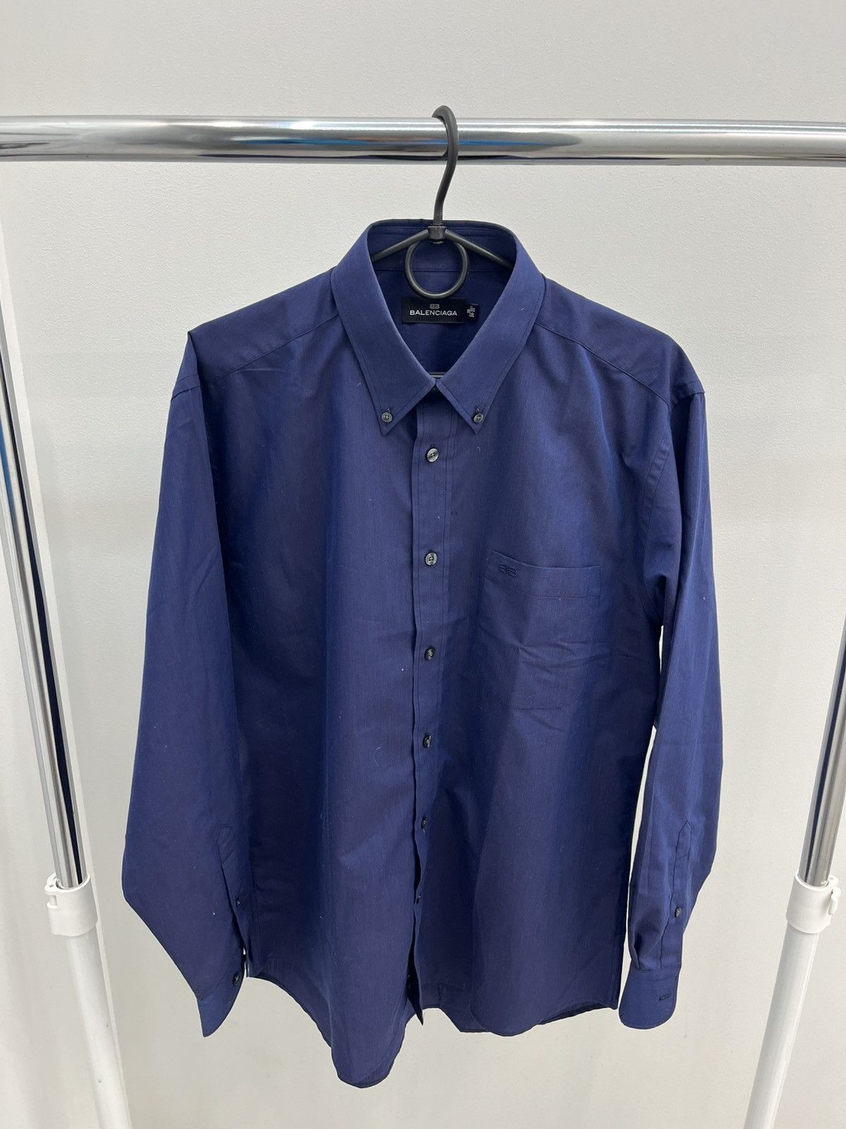 Balenciaga Vintage Balenciaga Button Up Logo Embroidered Cotton Shirt Size US L / EU 52-54 / 3 - 3 Thumbnail