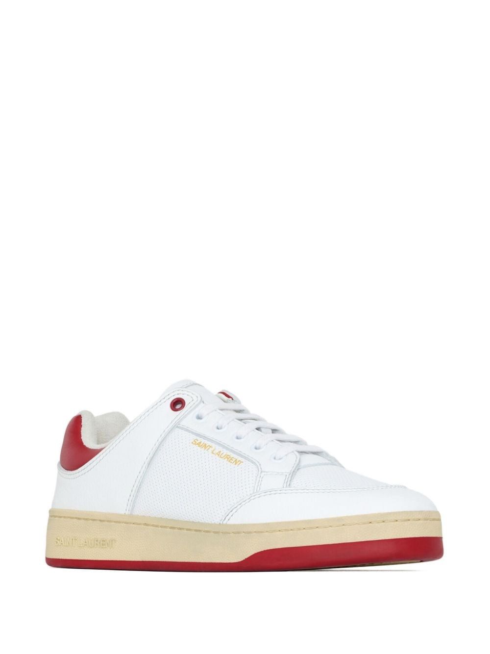 Saint Laurent Paris SL/61 lace-up sneakers in perforated leather white and red Size US 7 / IT 37 - 1 Thumbnail