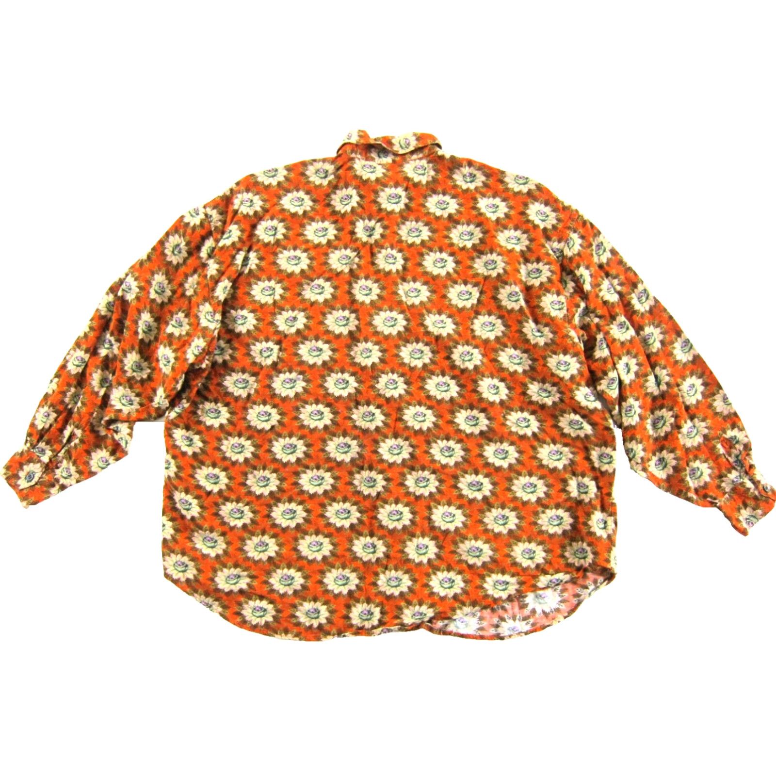 Guess VINTAGE GUESS Blouse Collared Floral 100% Rayon Orange Green Long Sleeve L Womens Size L / US 10 / IT 46 - 2 Thumbnail