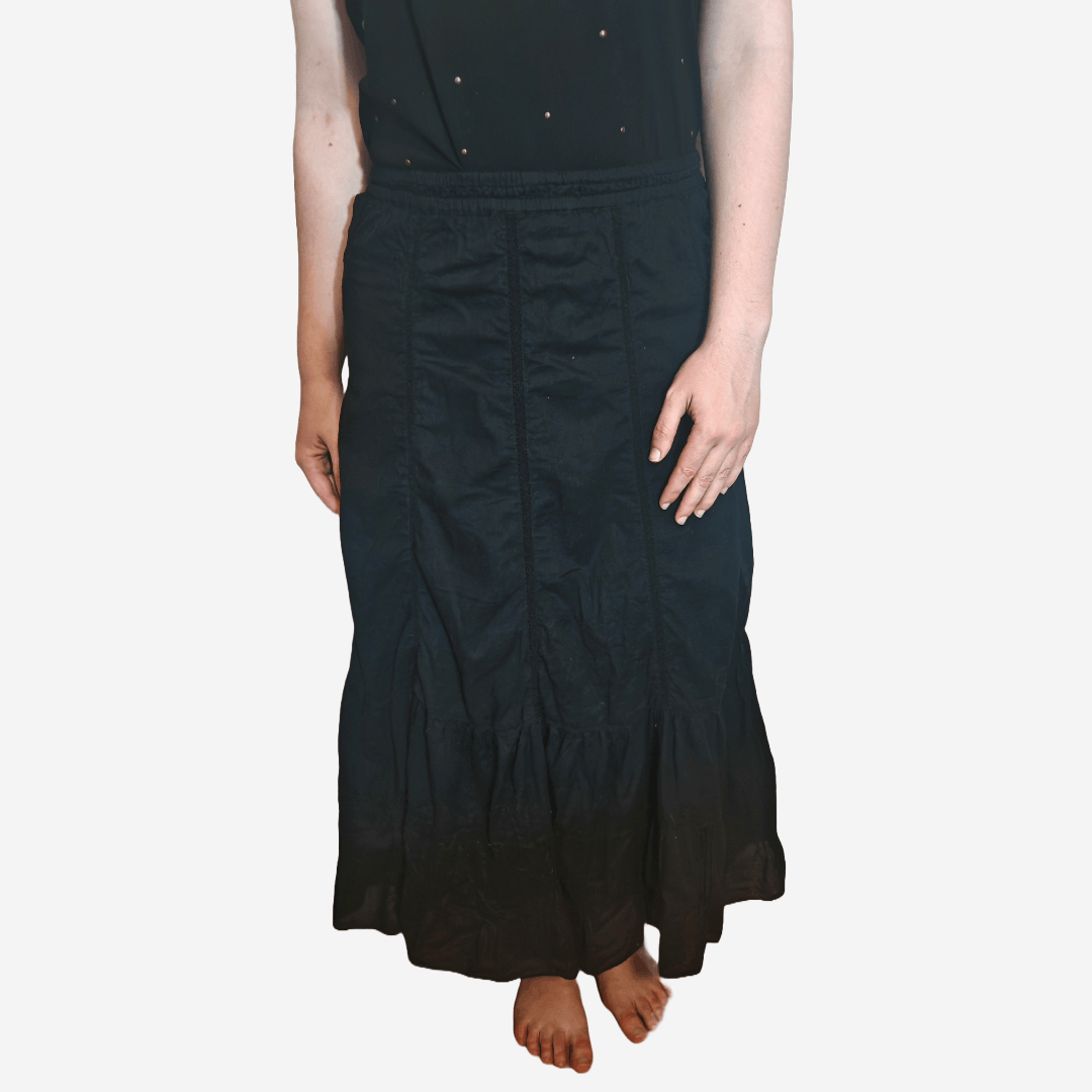 Other VTG Monsoon Black Ruffle Maxi Skirt Y2K 00s Witch Gothic Size 28" / US 6 / IT 42 - 1 Thumbnail