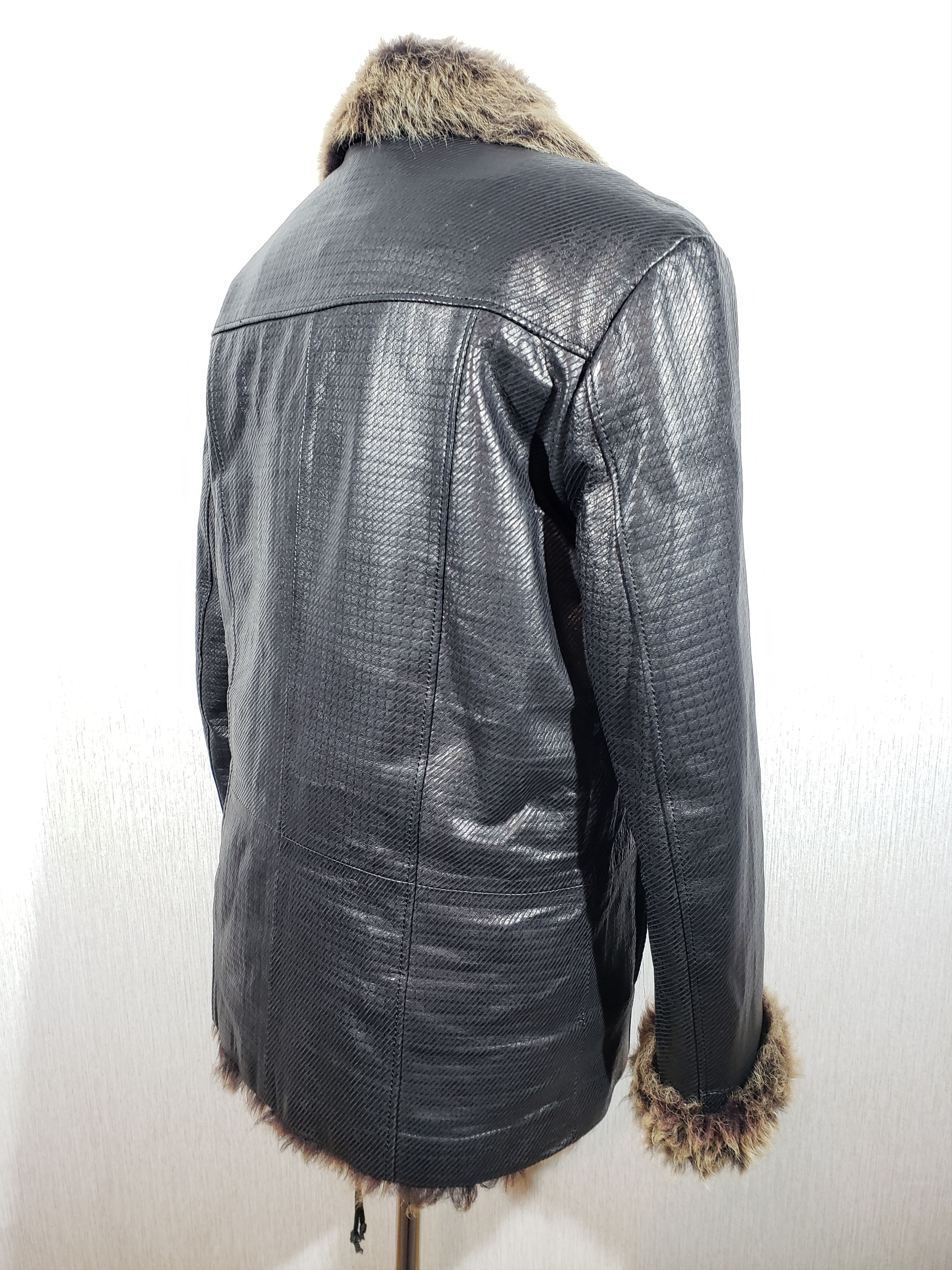 Other Stylish black men's leather jacket with warm fur. Size US M / EU 48-50 / 2 - 5 Thumbnail