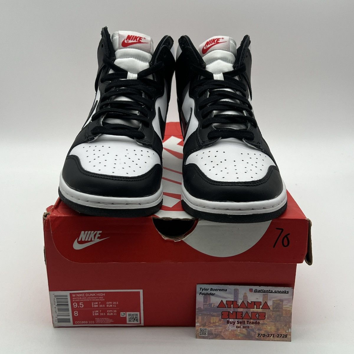 Nike Wmns Nike dunk high black white Size US 9.5 / EU 42-43 - 2 Thumbnail