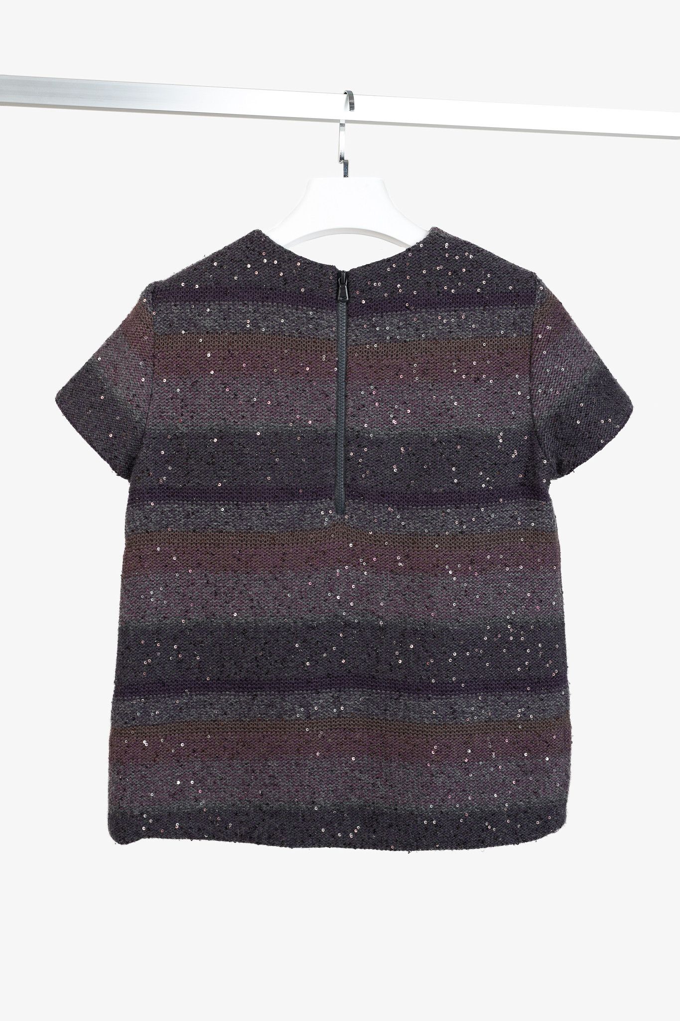 Brunello Cucinelli Brunello Cucinelli Striped Sequined Short-Sleeve Sweater Size M / US 6-8 / IT 42-44 - 2 Thumbnail