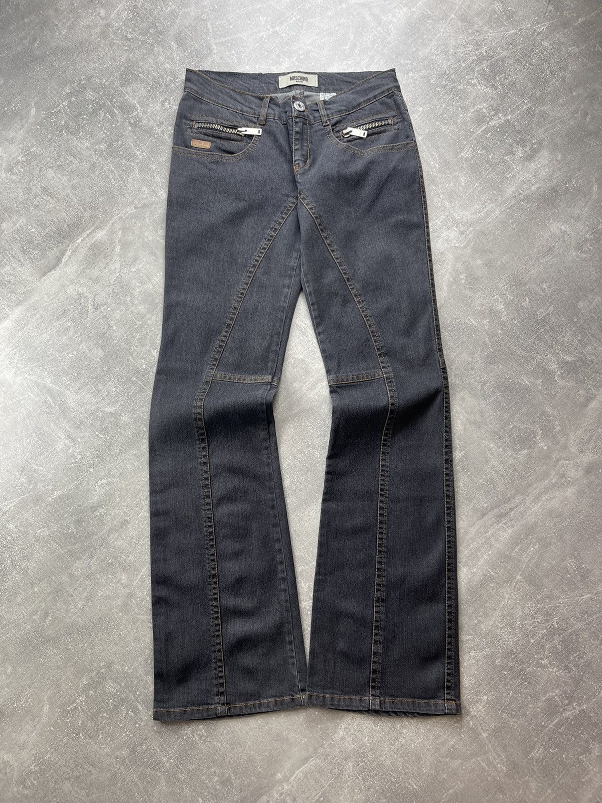 Moschino × Vintage Moschino Vintage 00s Gray Flared Denim Jeans Size 32" / US 10 / IT 46 - 7 Thumbnail