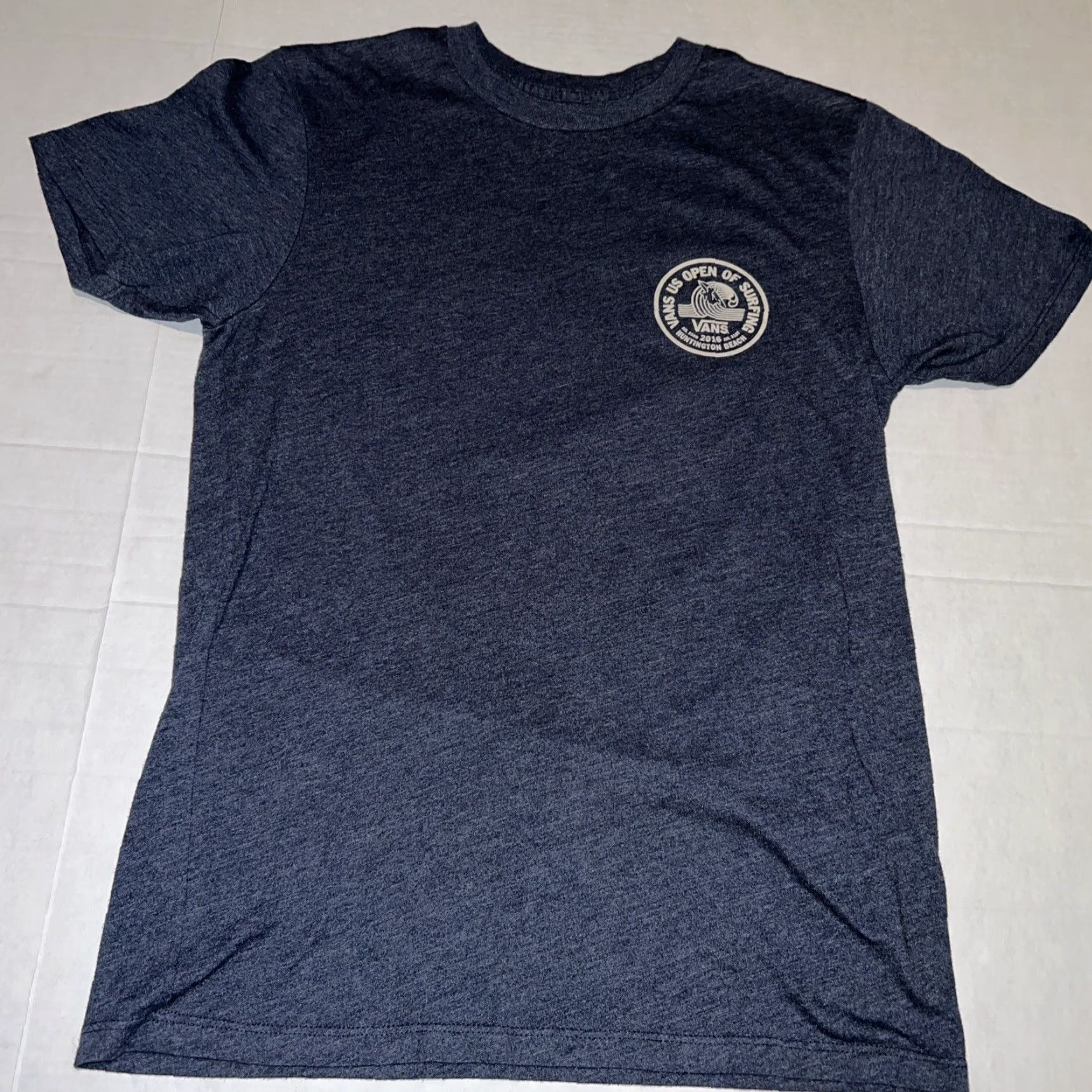 Vans VANS Shirt Men Small Blue 2016 WSL US Open of Surfing Huntington Beach CA Surfer Logo Crew Neck Short Sleeve Cotton Blend Knit Size US S / EU 44-46 / 1 - 5 Thumbnail