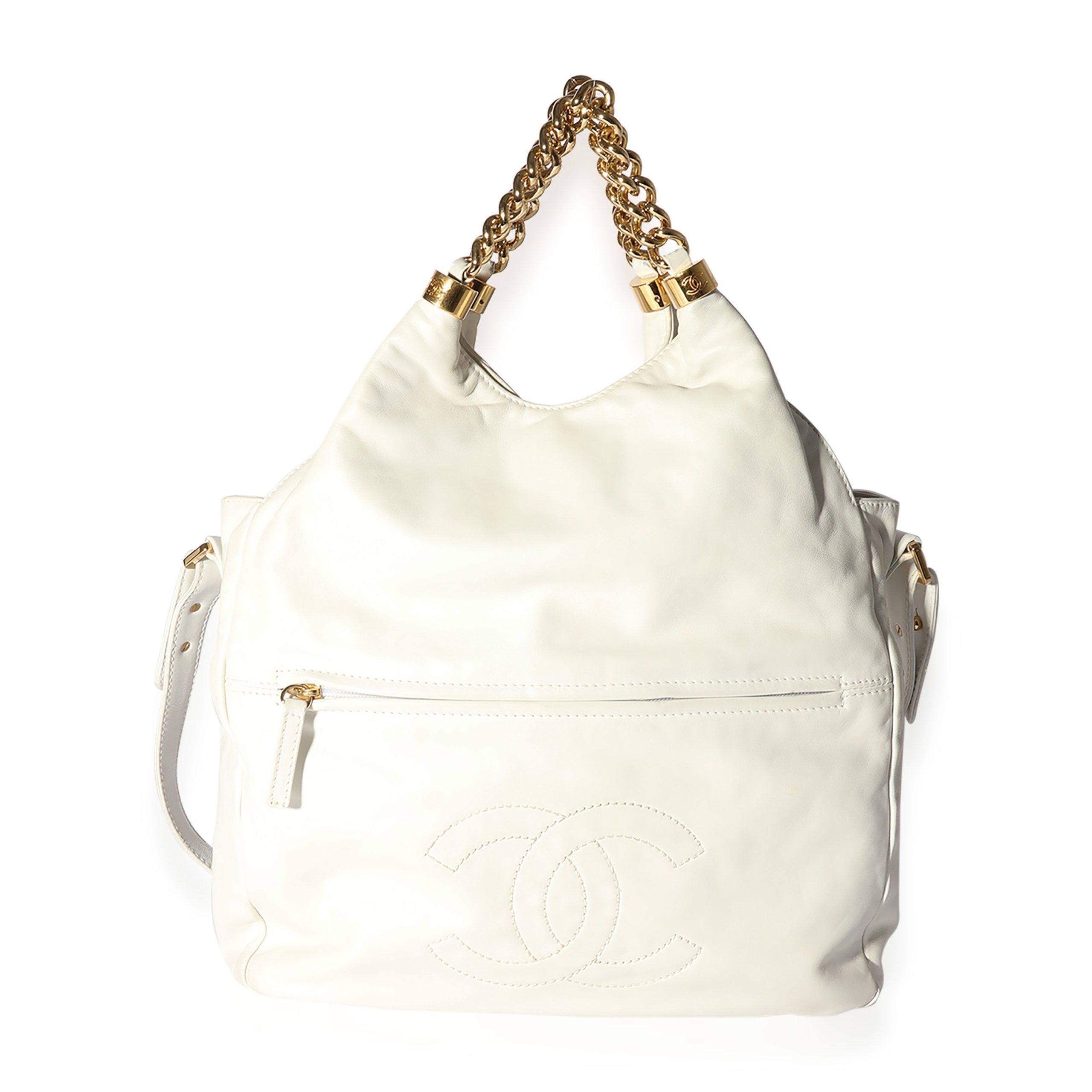 image of Chanel Cream Lambskin Rodeo Drive Medium Hobo, Women's