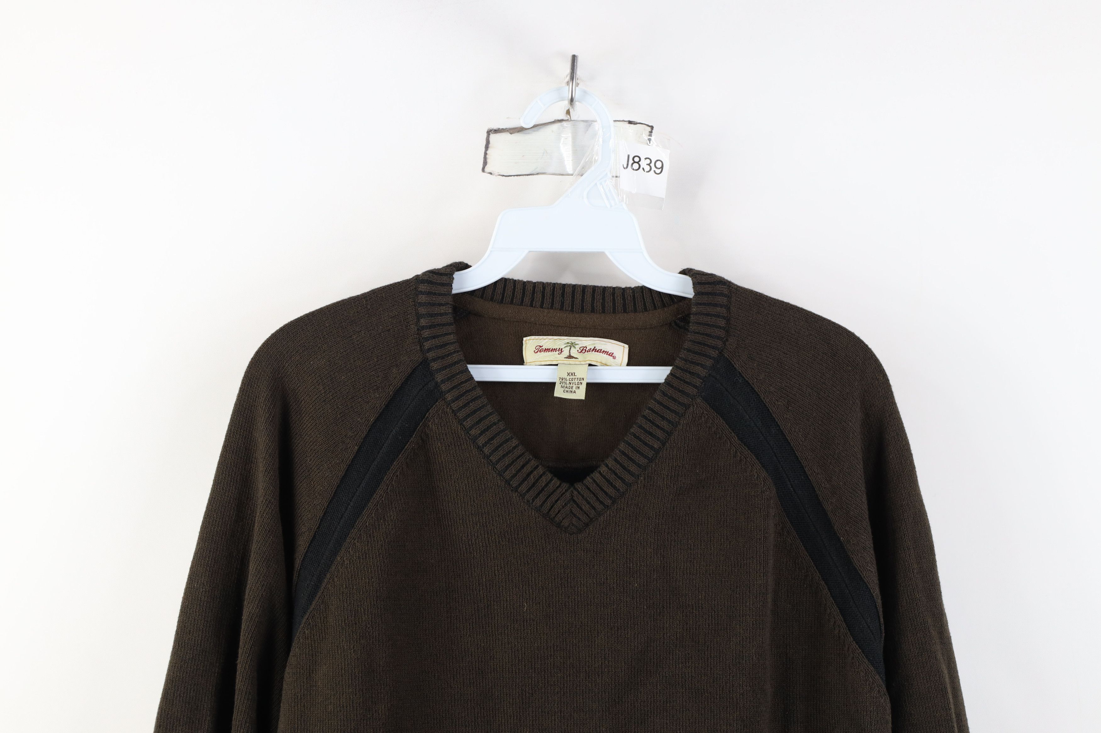 Tommy Bahama Vintage Tommy Bahama Blank Ribbed Knit V-Neck Sweater Brown Size US XXL / EU 58 / 5 - 2 Thumbnail