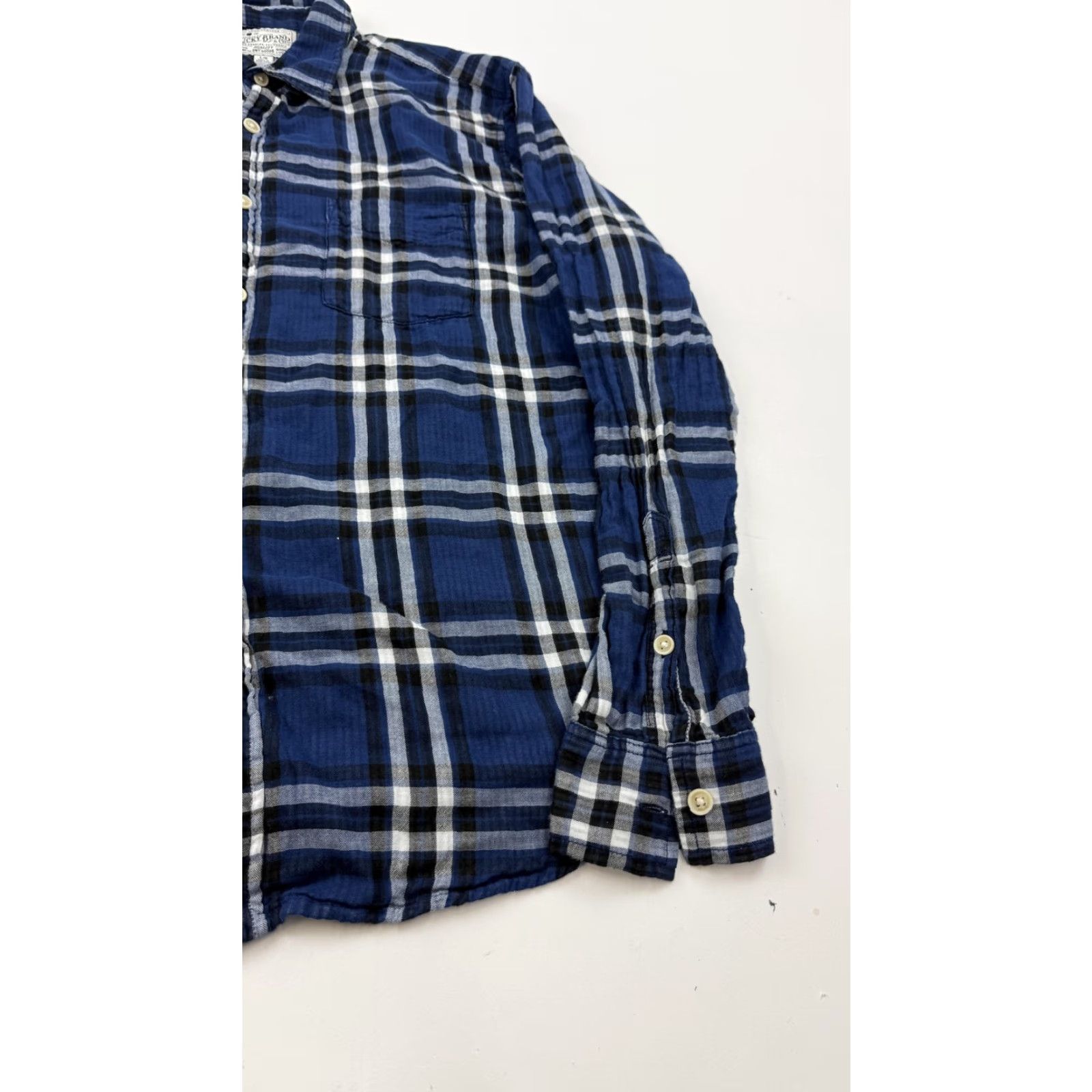 Lucky Brand VINTAGE Lucky Brand Shirt Mens Large Blue Plaid Button-Down Long Sleeve Cotton Casual Size US L / EU 52-54 / 3 - 2 Thumbnail