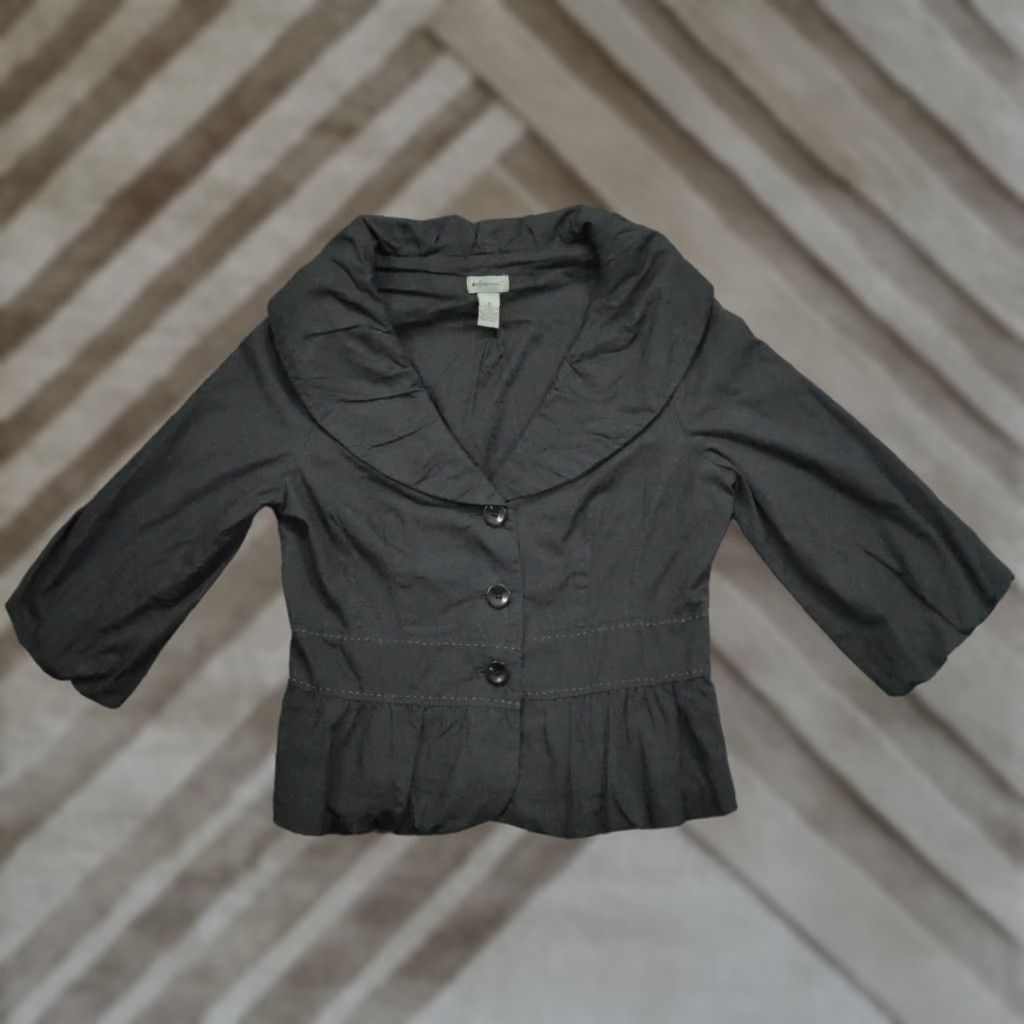 Anthropologie Anthropologie Jacket Womens 8 Black Cotton Casual Business Classic Basic Jacket Long Sleeve Button Short Size M / US 6-8 / IT 42-44 - 1 Thumbnail