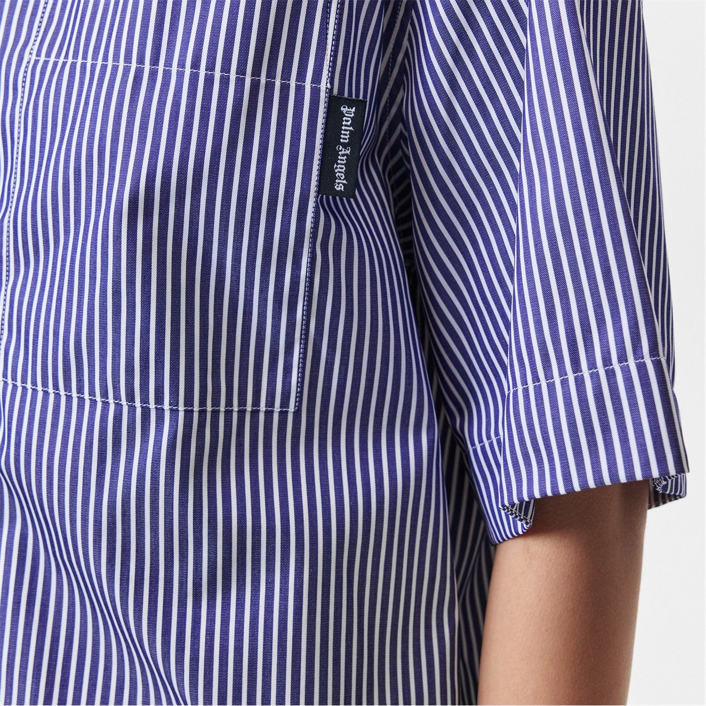 Palm Angels o1g2r1mq0325 Curve Logo Shirt in Blue & White Size S / US 4 / IT 40 - 5 Thumbnail