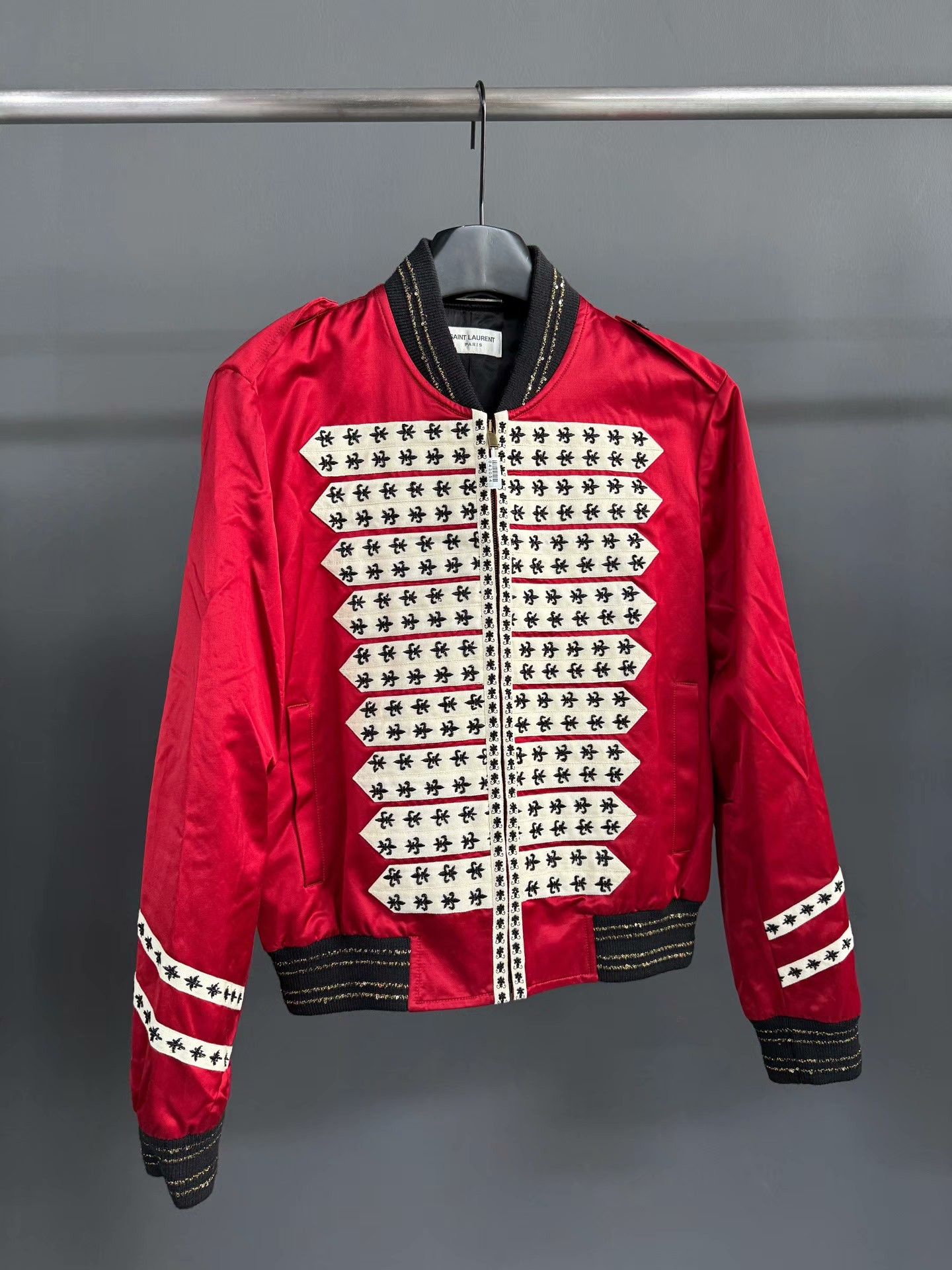 Saint Laurent Paris Saint Laurent Red Silk Court Jacket Size US M / EU 48-50 / 2 - 1 Thumbnail