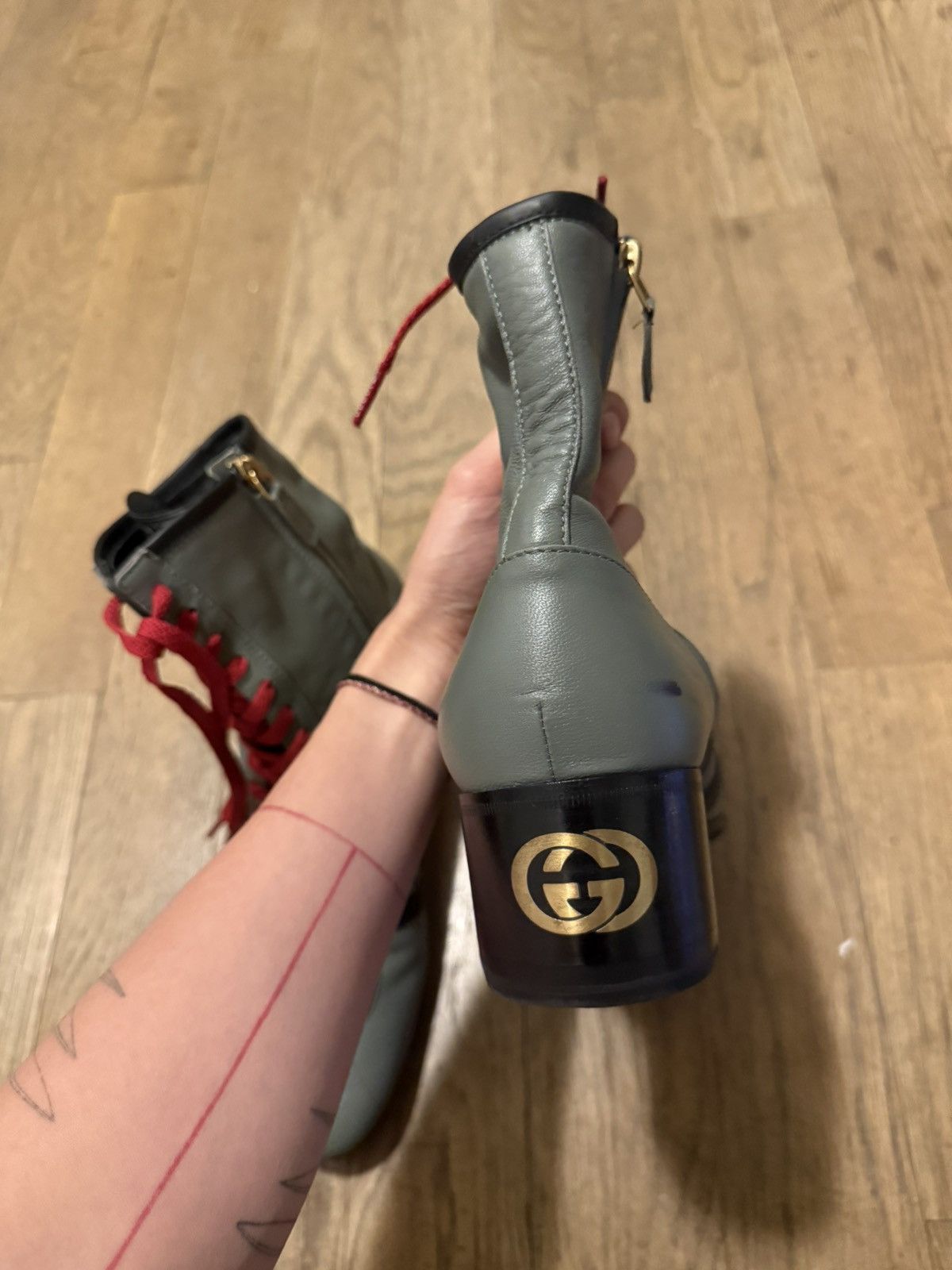 Adidas × Gucci Gucci x Adidas heeled boots in gray Size US 8 / EU 41 - 7 Thumbnail