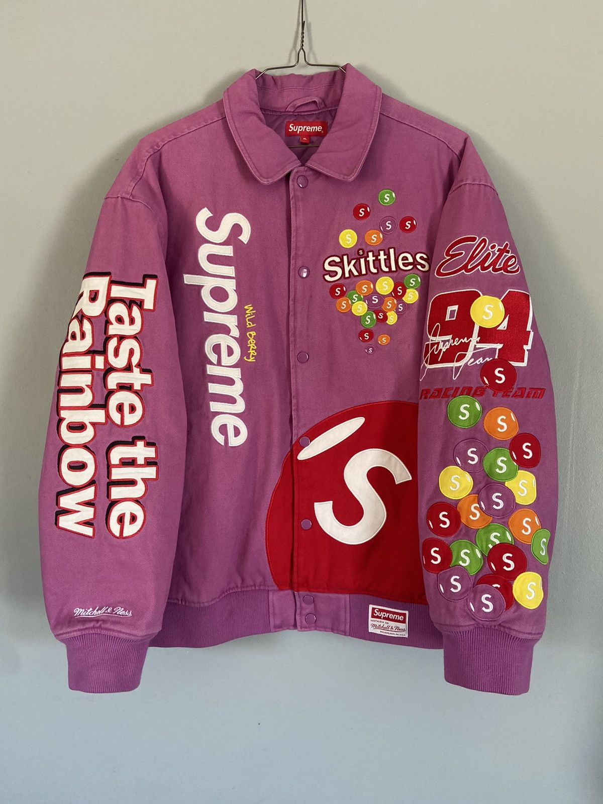 Supreme Supreme Skittles Mitchell & Ness Varsity Jacket FW21
