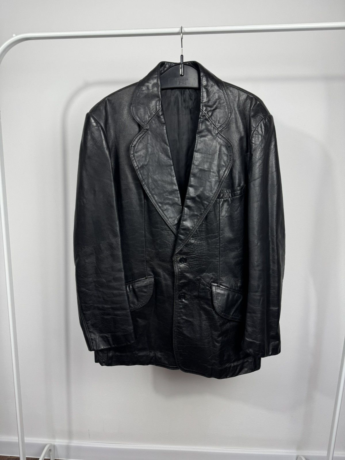 Leather Vintage Heavy Black Leather Blazer Jacket Coat Retro Classic Size US L / EU 52-54 / 3 - 1 Thumbnail